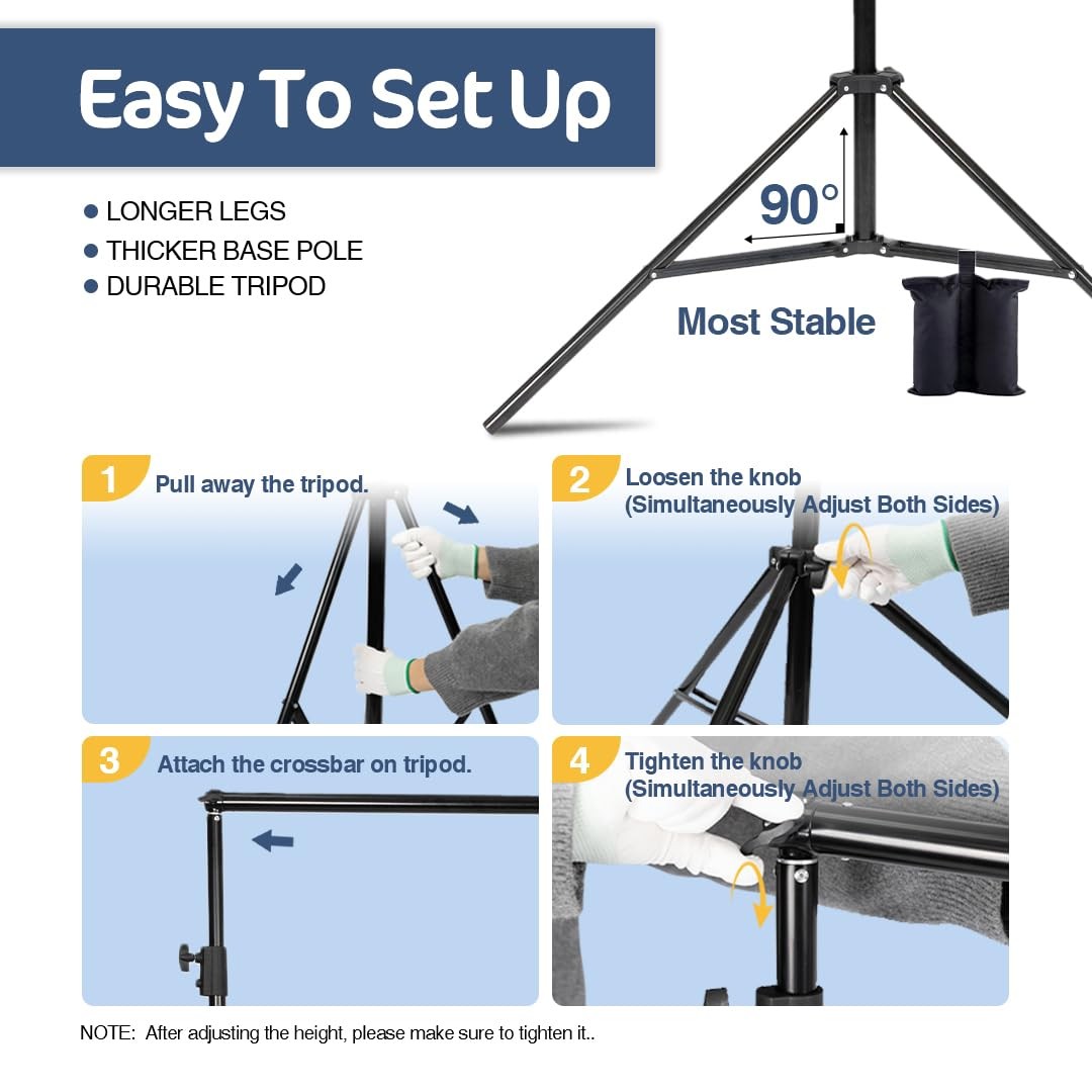 Backdrop Stand Kit for Photography, 10×8.5ft(WxH) Adjustable Heavy Duty Photo…