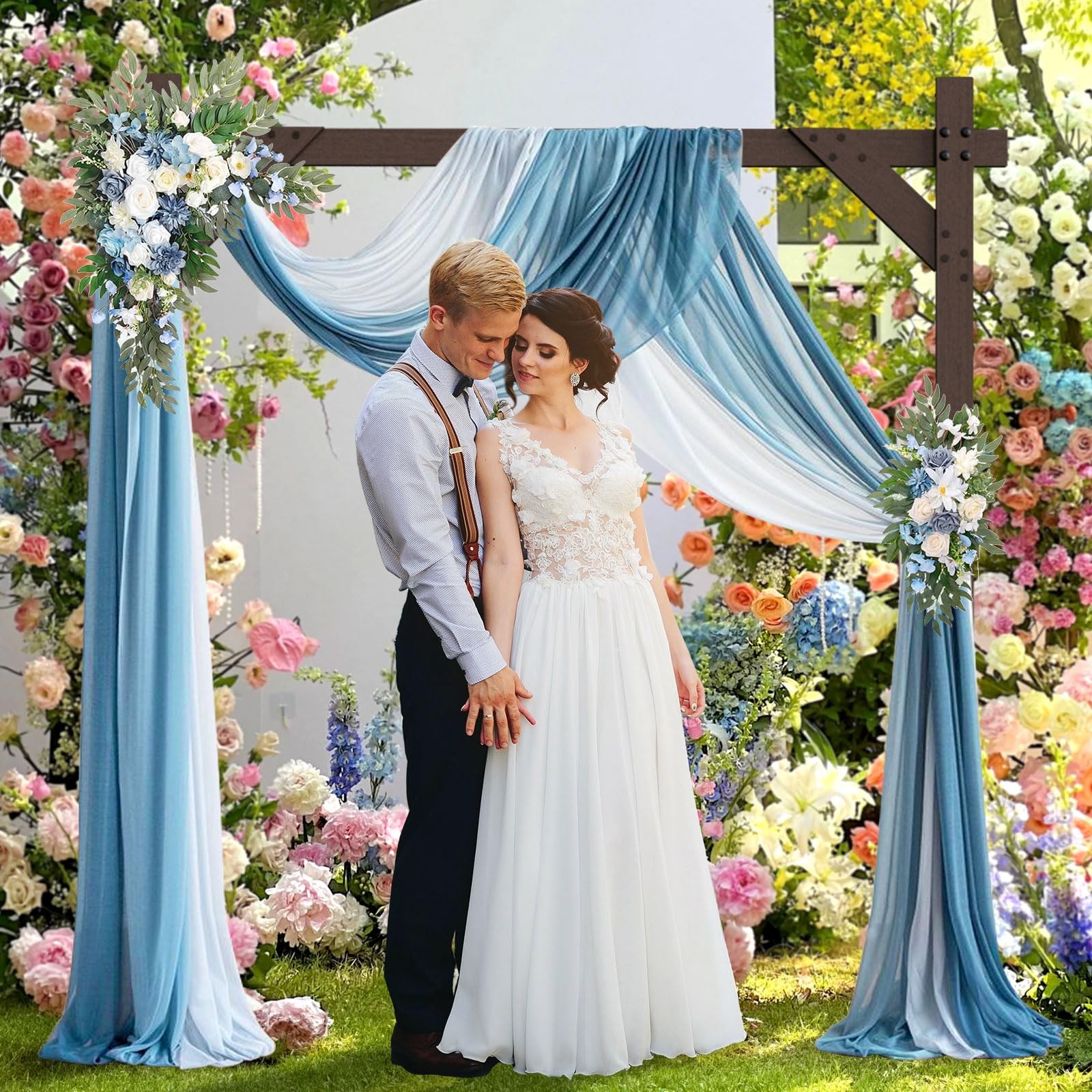 Wooden Wedding Arch Frame 7.48 FT Square Wood Arch Wedding Arbor Backdrop for…