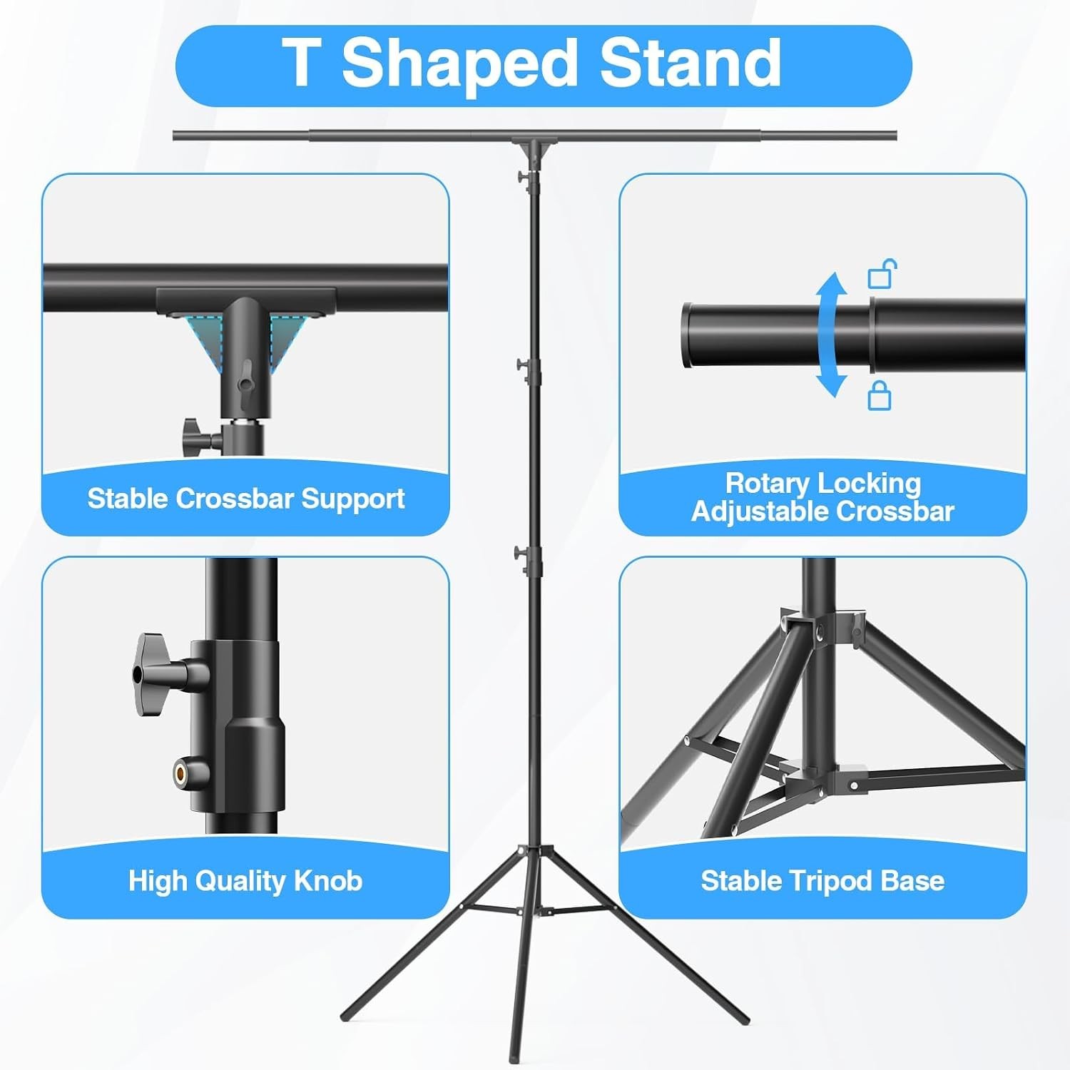 T Shape Backdrop Stand 8.5x5ft Adjustable Green Screen Photo Banner Holder