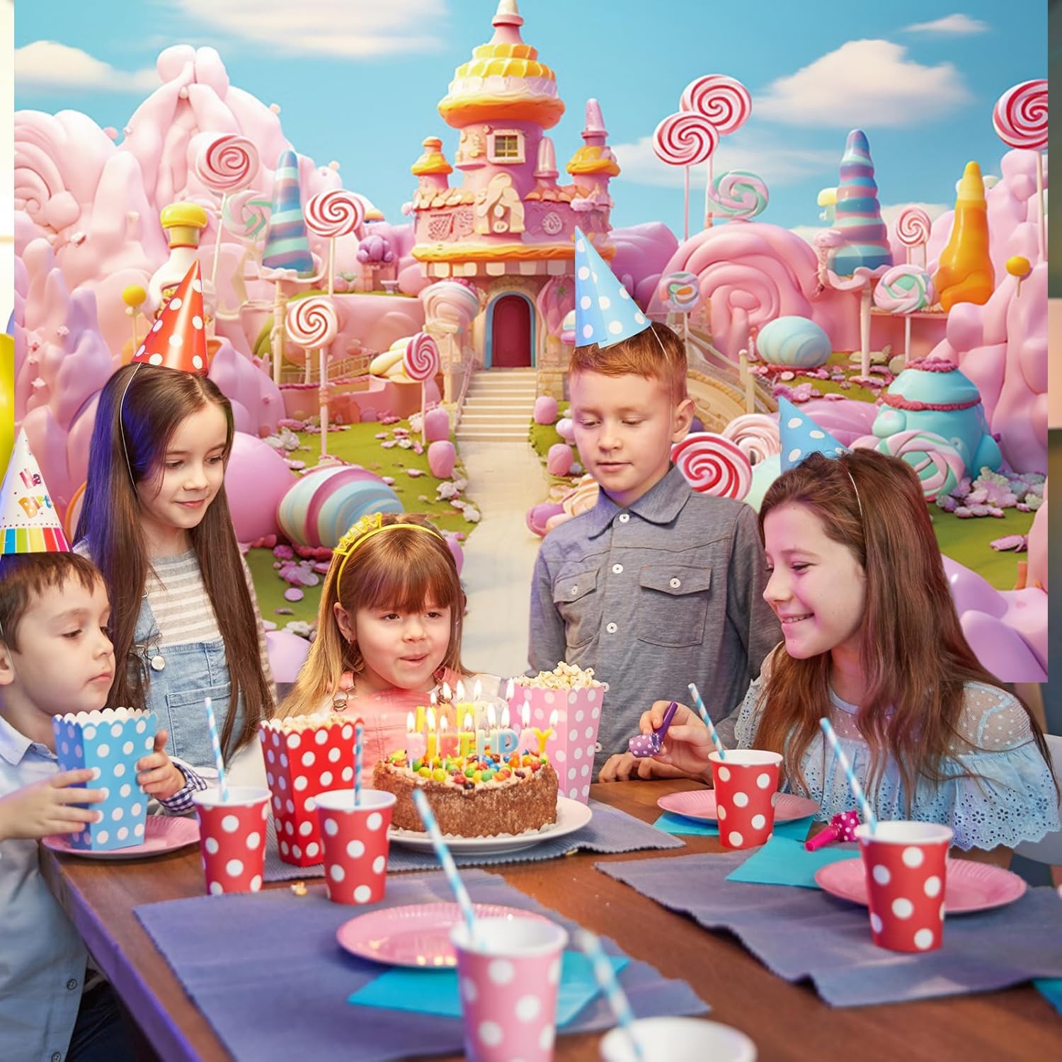 7x5ft Candyland Backdrop Fantasy Sweet Candy Castle 7x5ft, Candyland-1