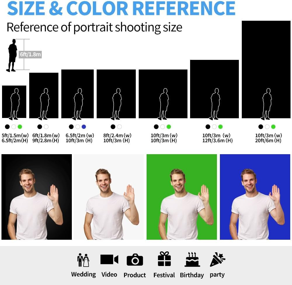 Black Backdrop Background,10X20 Ft Black Backdrop Screen for Photoshoot, Black P