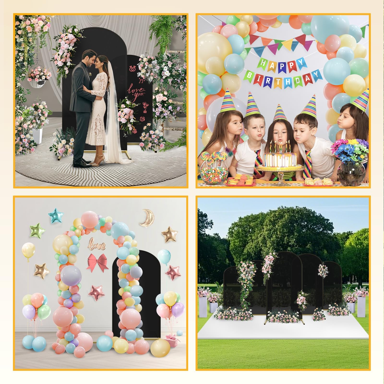 Wedding Arch Backdrop Stand and Arch Cover 6ft, Metal Arch Stand and Cover Se…