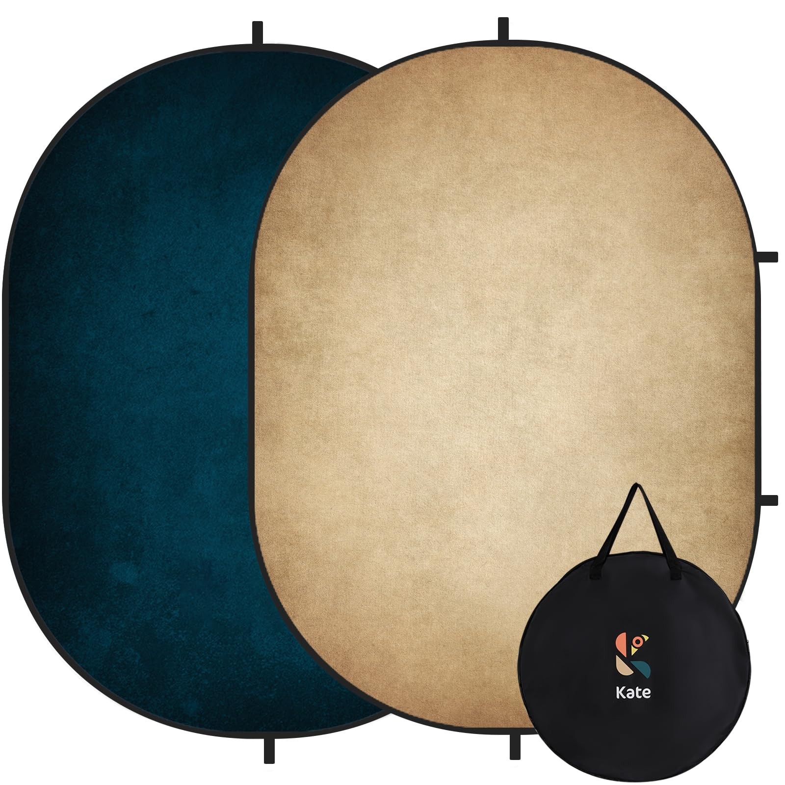 Kate 5×6.5ft Collapsible Backdrop Pop Up Backdrops,Double 5×6.5ft, Blue/Beige