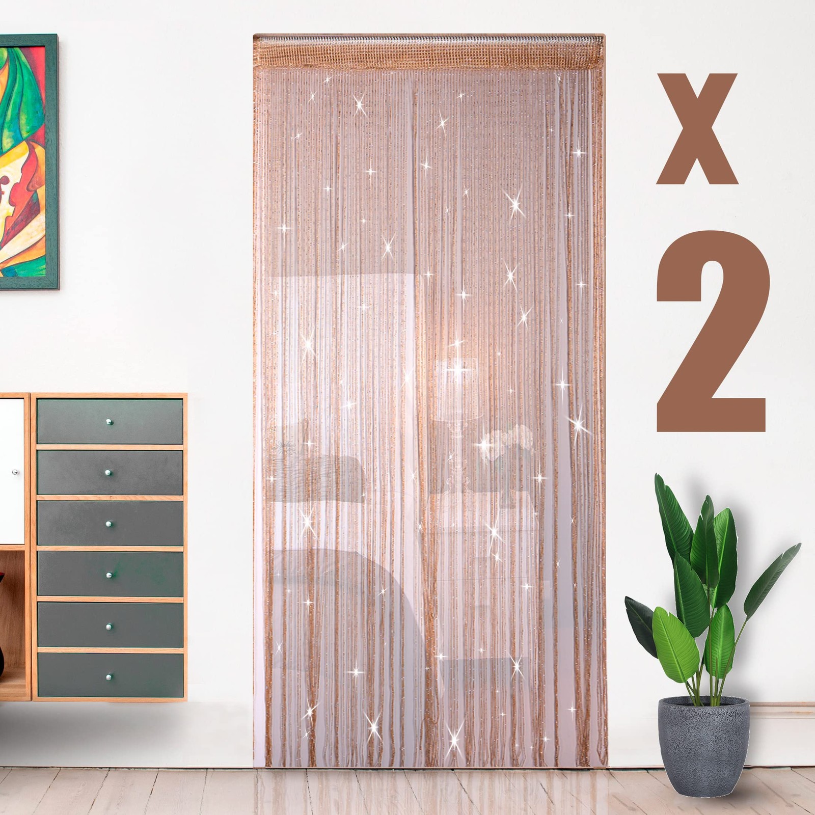 39×79 Inch Beaded Curtains, 2 Pack – Hippie Decor for Doorways, Closets, Room