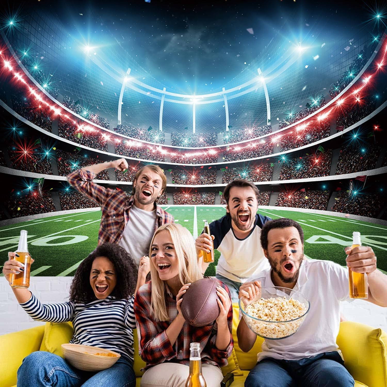 Football Field Backdrop Sports Stadium Auditorium Light Photography Background F