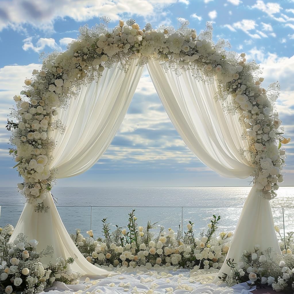 Wedding Arch Draping Fabric 1 Panel 28.7″ x 20FT Ivory Sheer Chiffon Backdrop…