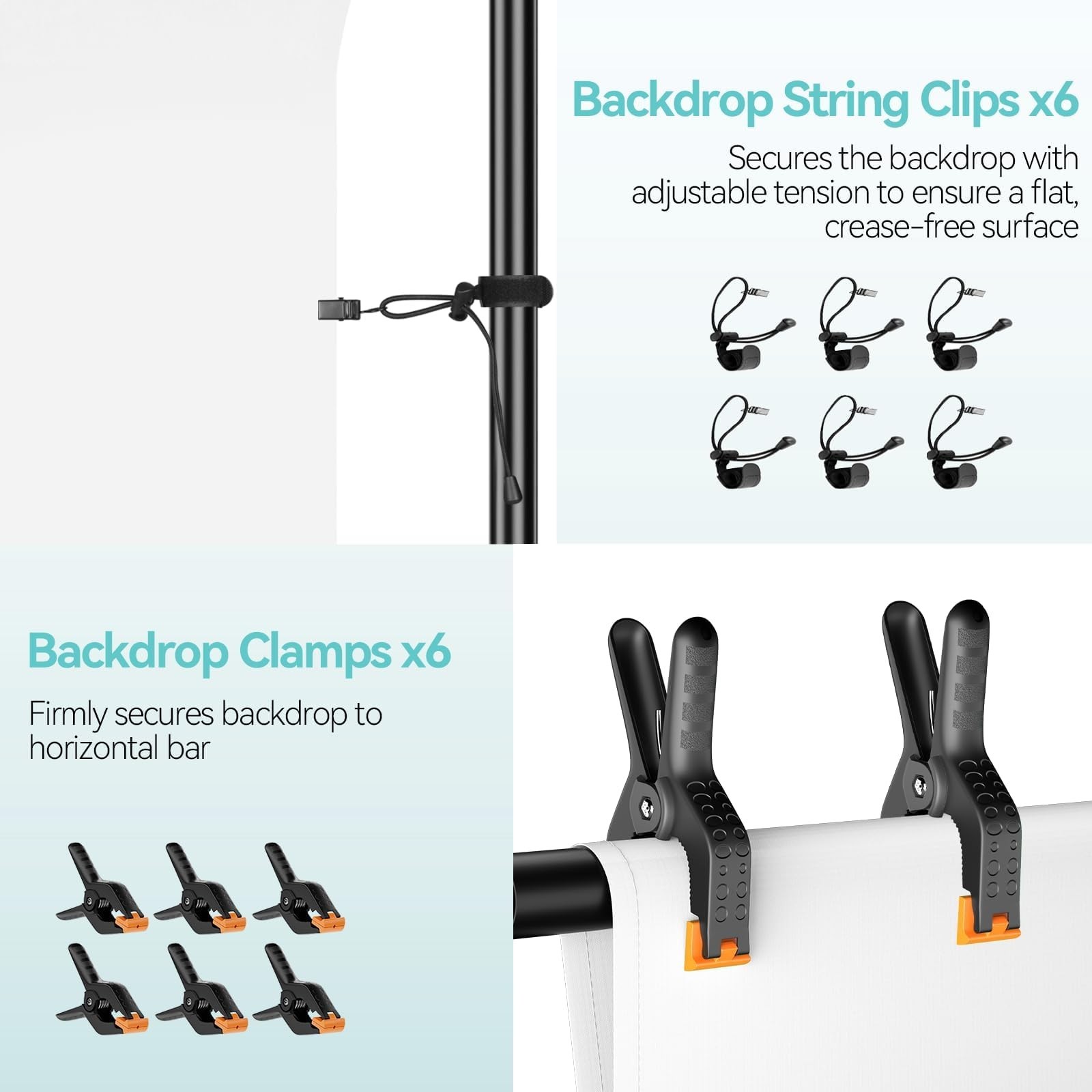 Portable Photography Backdrop Stand Kit 7x10ft with 6x9ft White Background – Adj