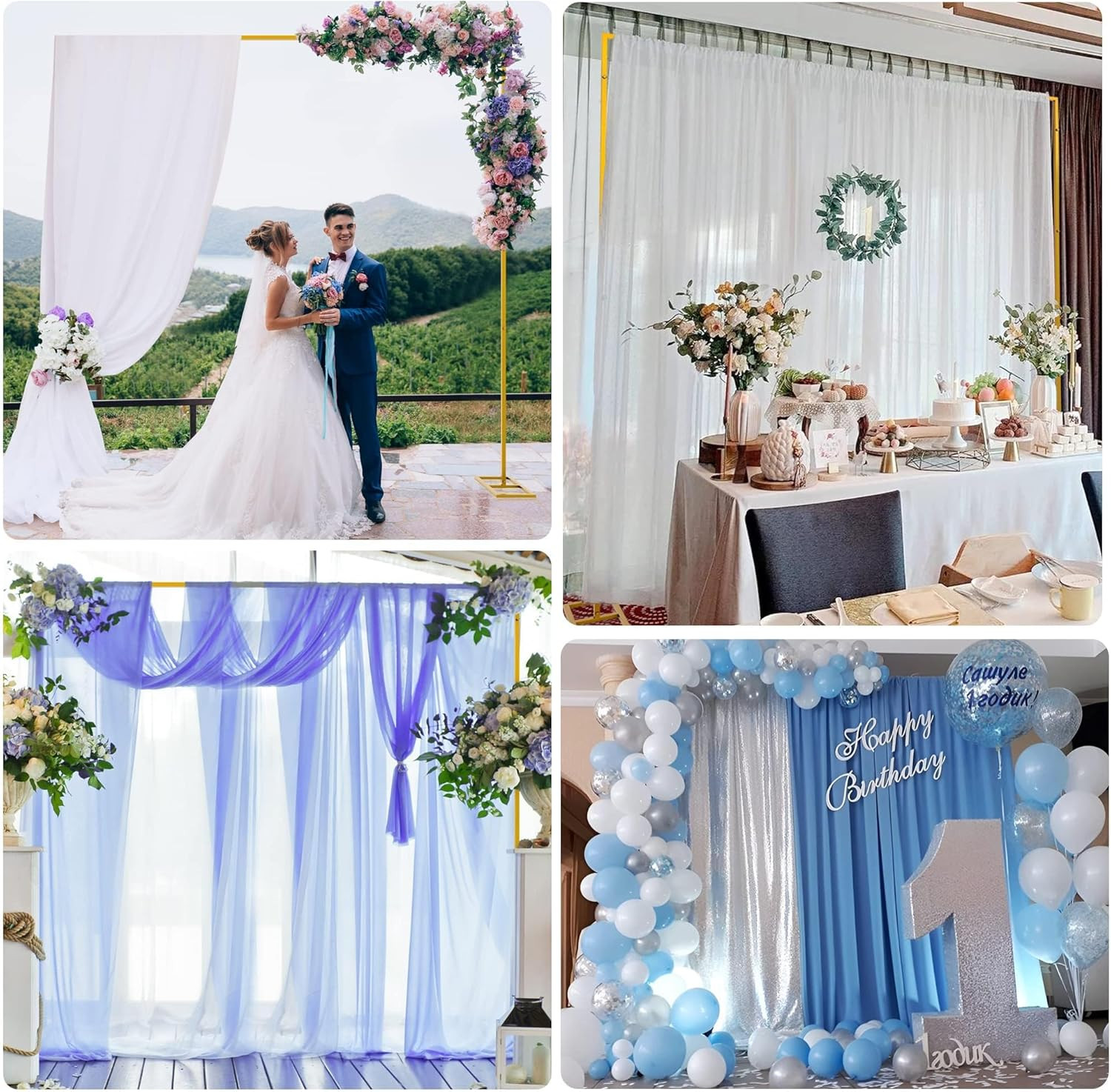 10X10 FT Backdrop Stand Heavy Duty Pipe and Drape Kit, Adjustable Gold Backdrop