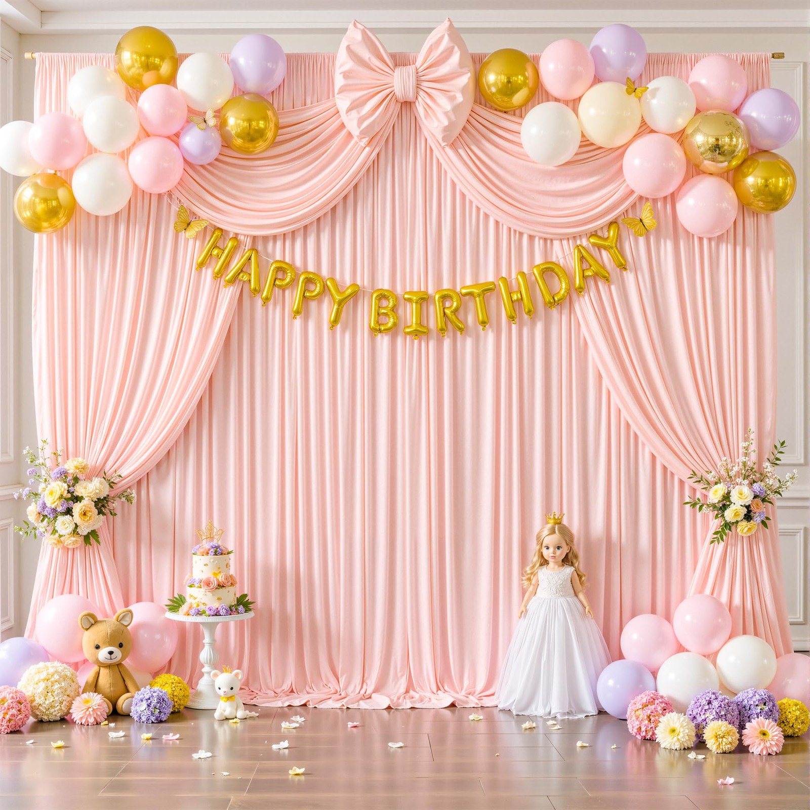 10x10ft Light Pink Backdrop Curtains for Baby Shower Wrinkle Free Pink Photo …