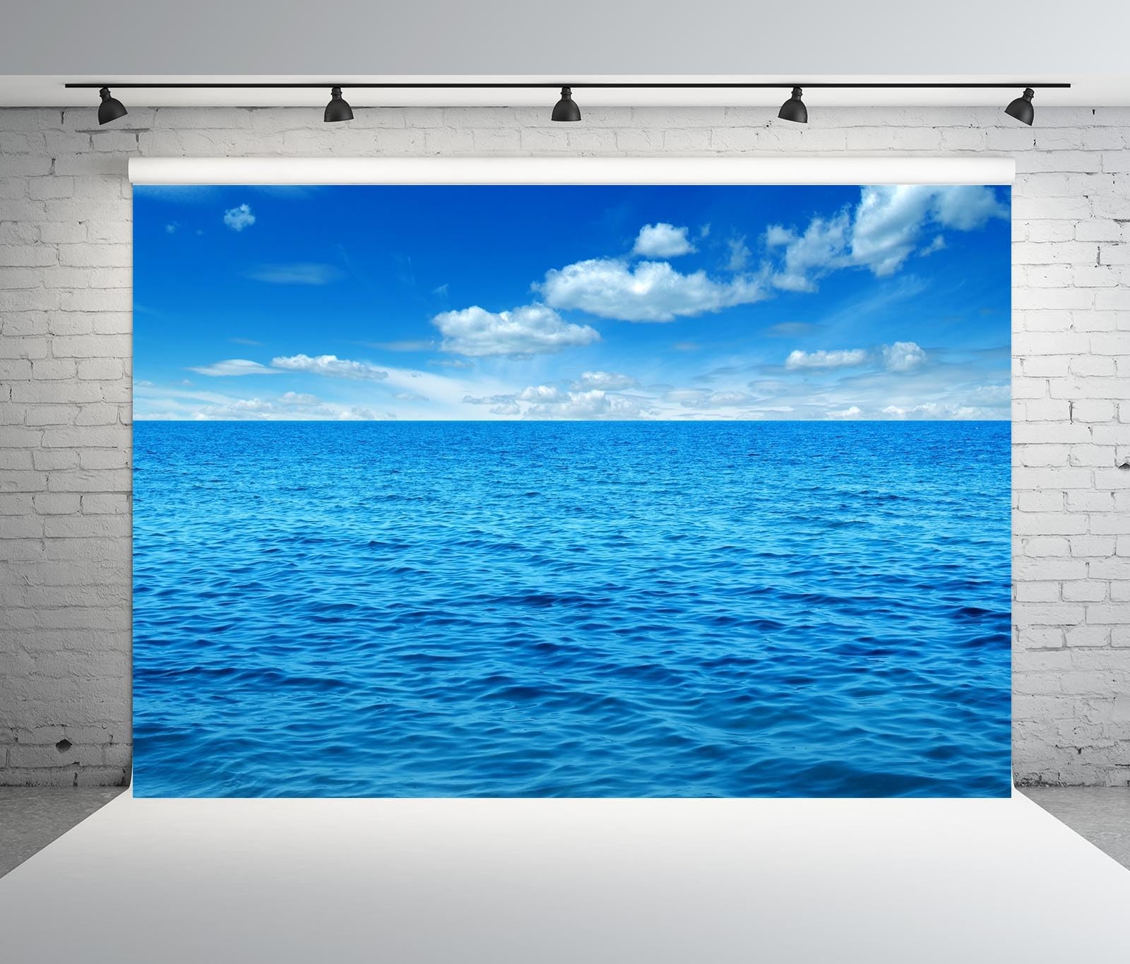 7x5ft Fabric Ocean Sky Backdrop Summer Sea Waves Photography Background