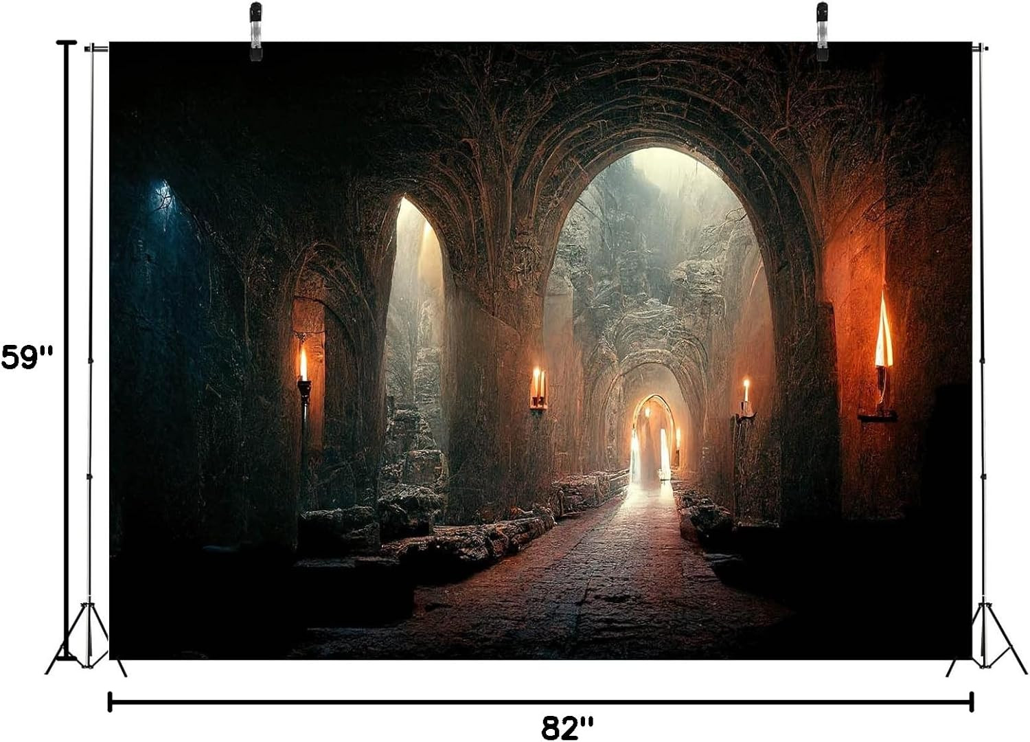 7X5Ft Fabric Dark Medieval Castle Dungeon Backdrop for Photography