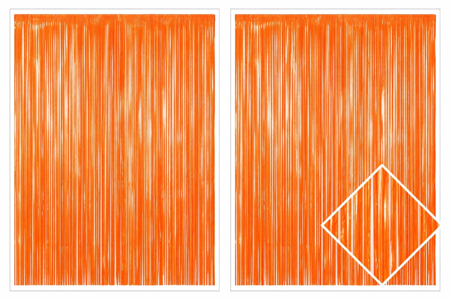 2 PCS 3.2×6.4 Ft Orange Macaron Foil Fringe Backdrop Curtain Tinsel Party