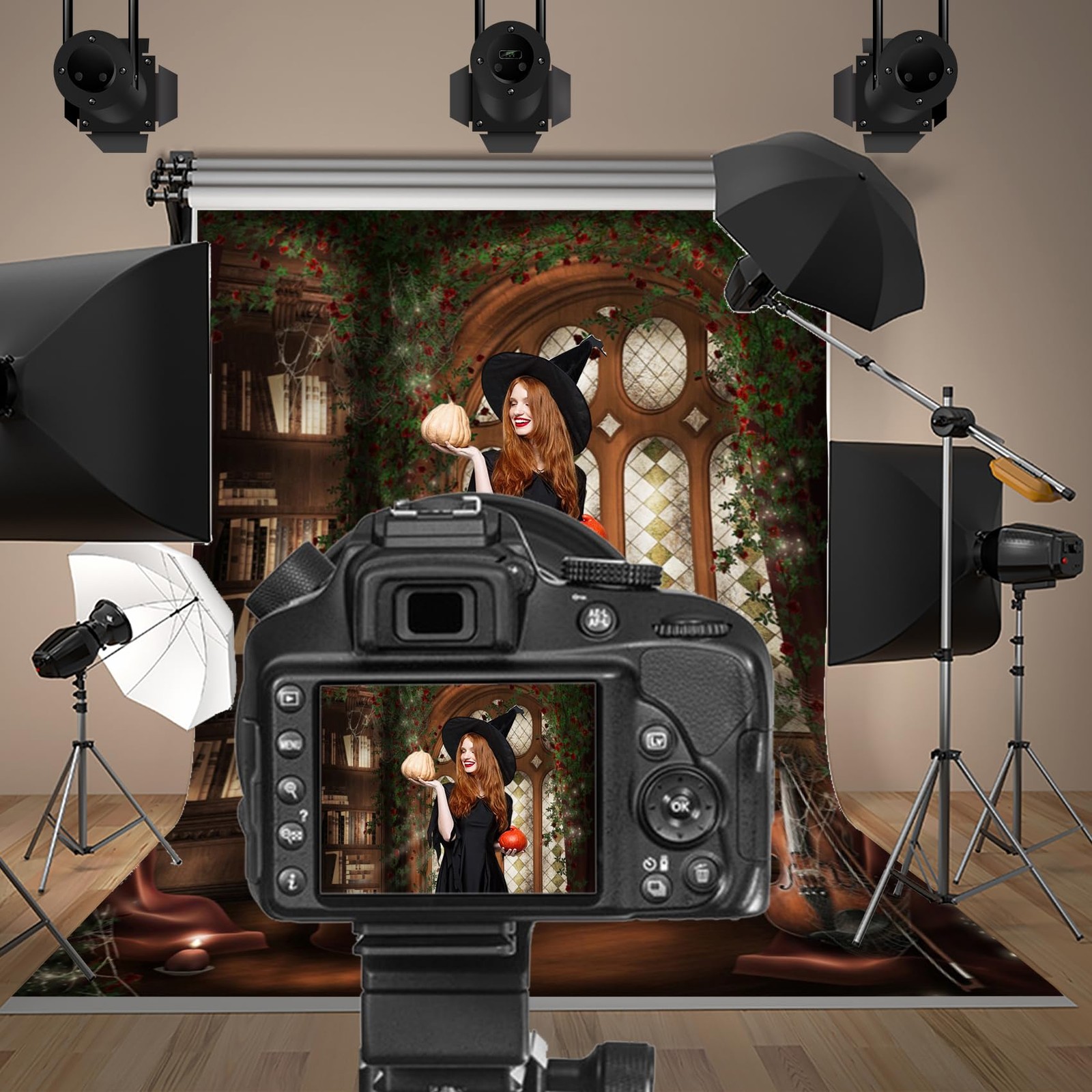Magic Library Interior Blackboard Backdrop 5×7 Feet Photography Background