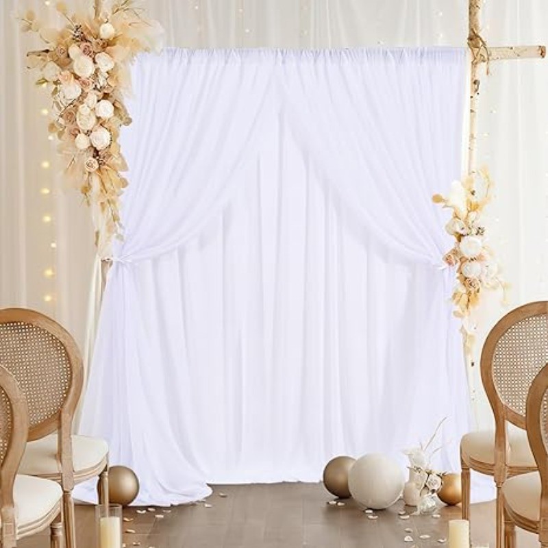 White Tulle Backdrop Curtain 5ft x7ft, Sheer Background for Wedding Baby Shower