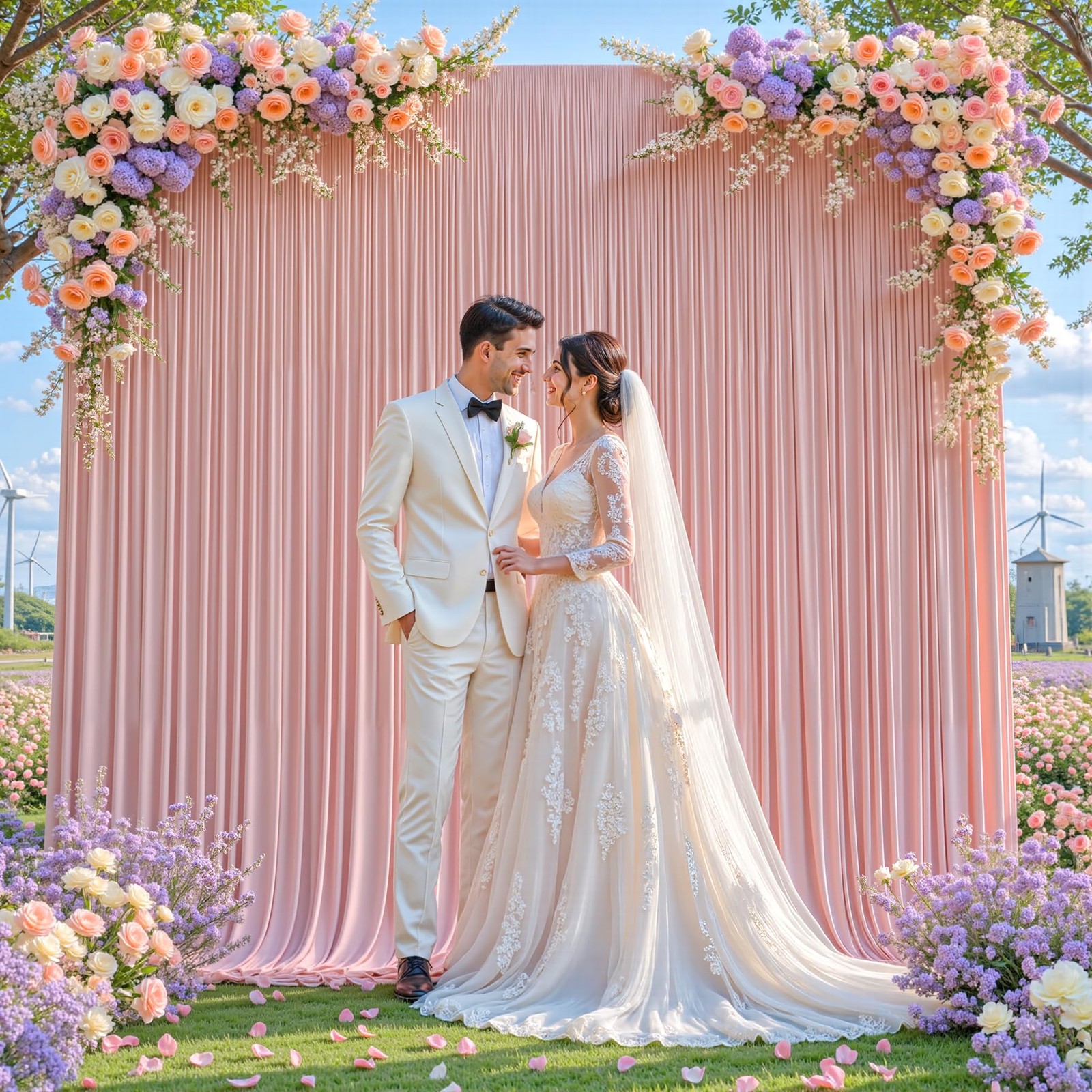 Rose Backdrop Curtains Wrinkle Free Polyester Photography Drapes 8×10 Ft