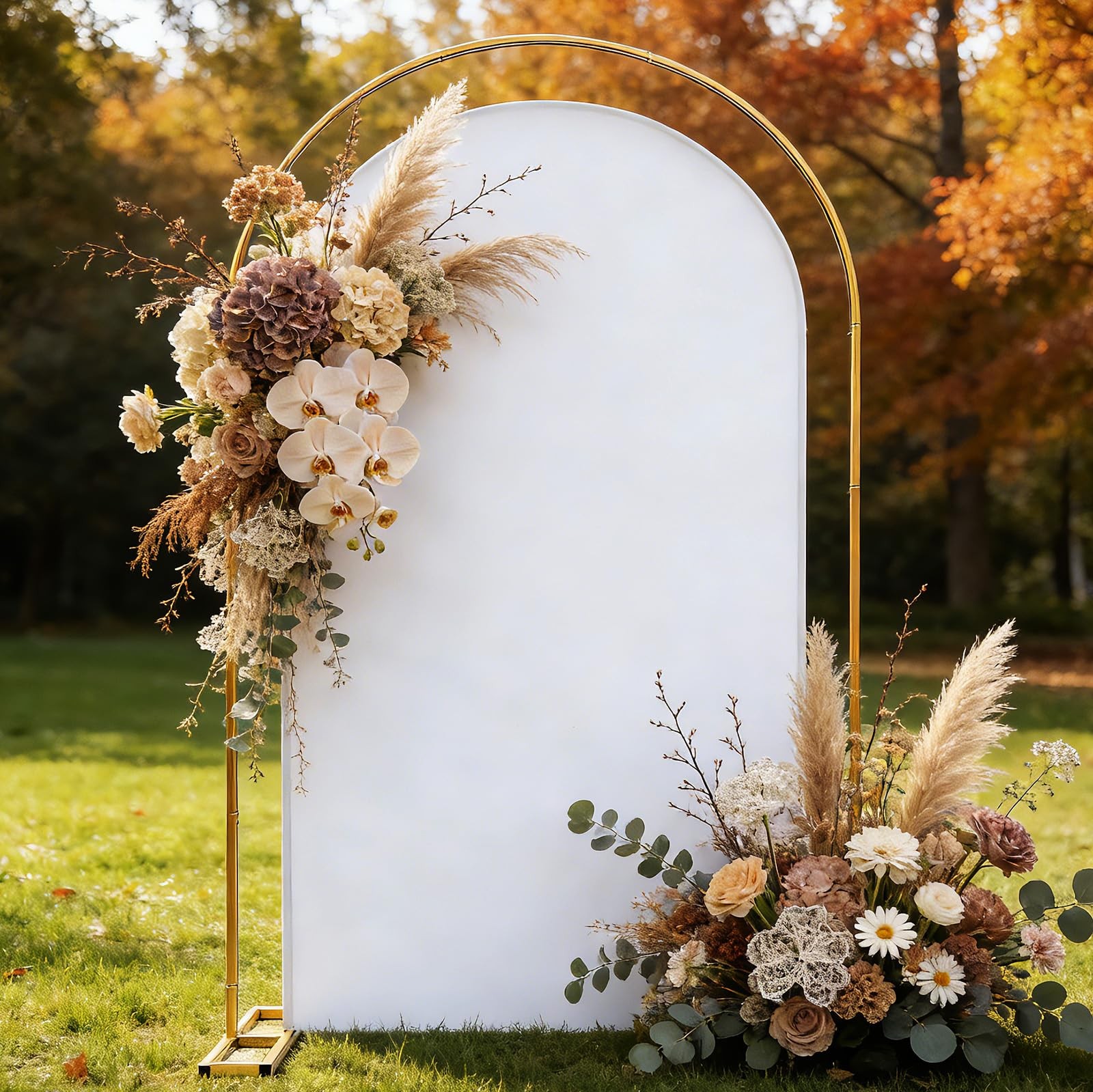 7.2FT Double U-Shaped Metal Arch Backdrop Stand with 6.6FT White Cover – Stur…