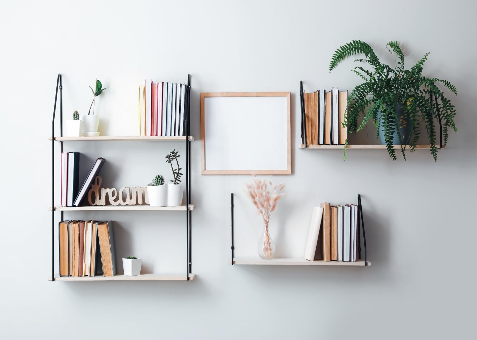 7x5ft Fabric Bookshelf Backdrop Interior Shelves with Books and Decor Hanging…