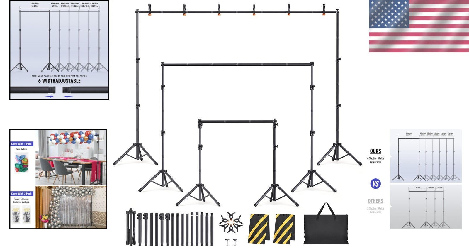 Professional Photo Studio Backdrop Stand Kit – 10×7.5ft