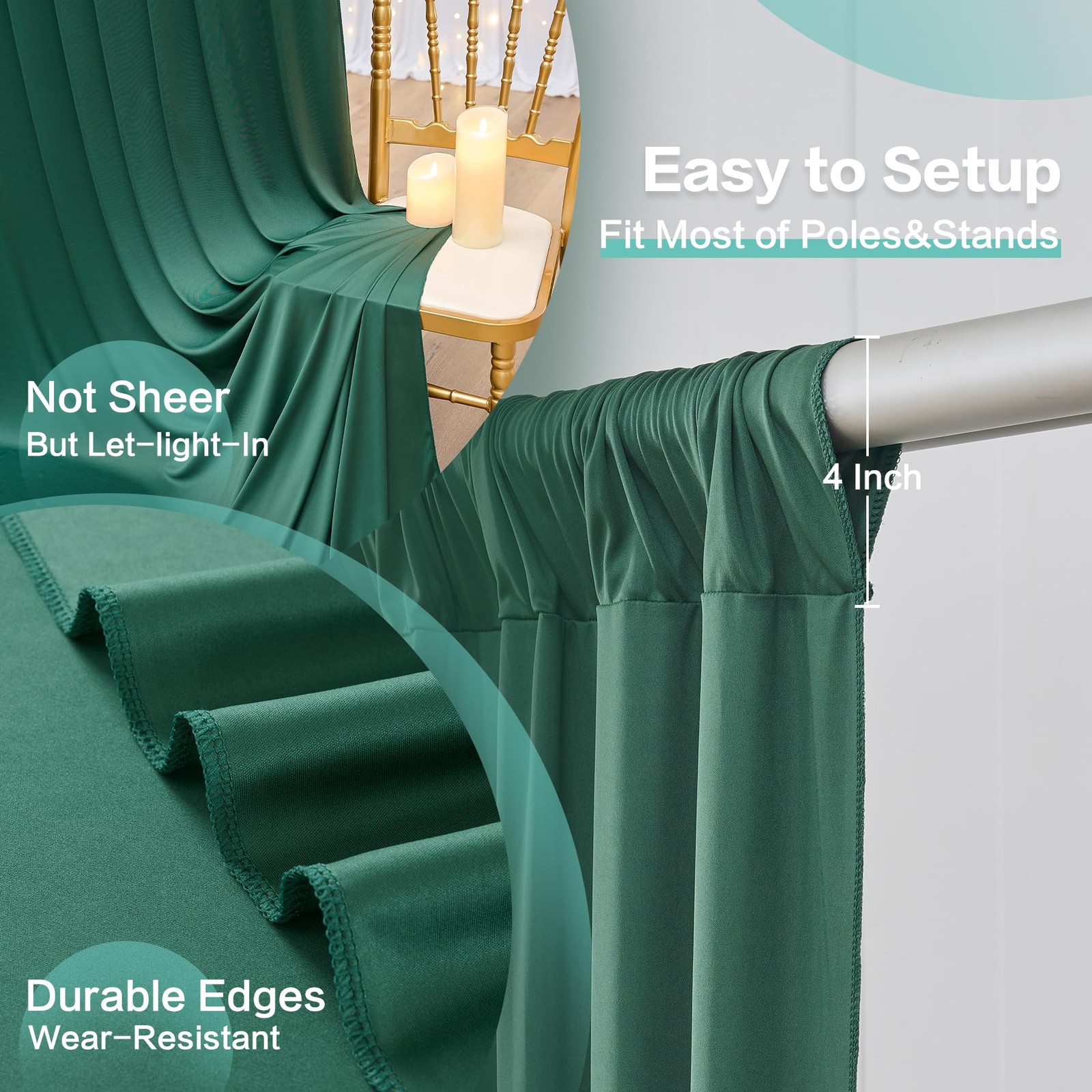 50ft x 15ft Hunter Green x (W5′ x H15′, 10panels),