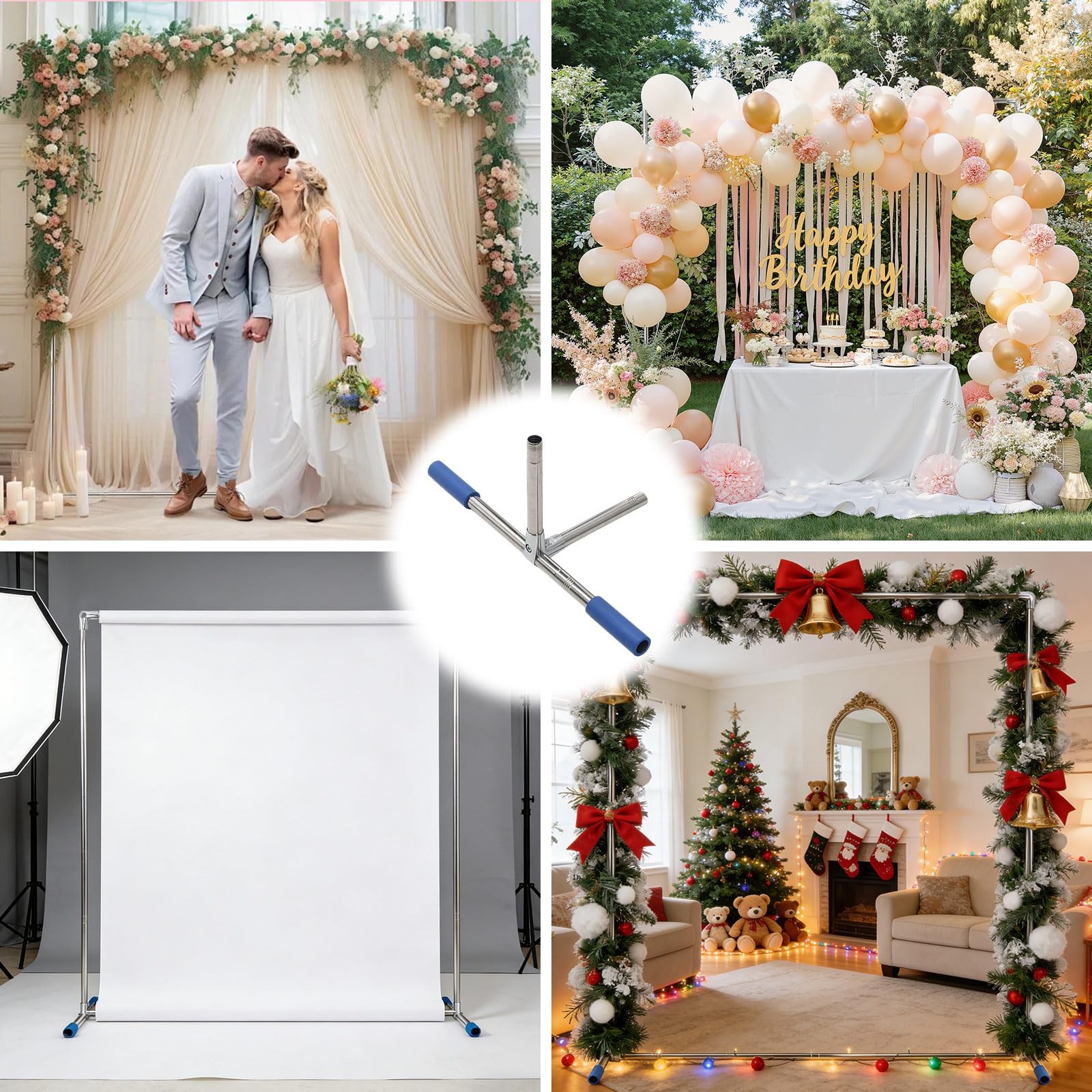 Arch Backdrop Stand 7x4ft Metal Wedding Square Stainless Steel Frame Decor