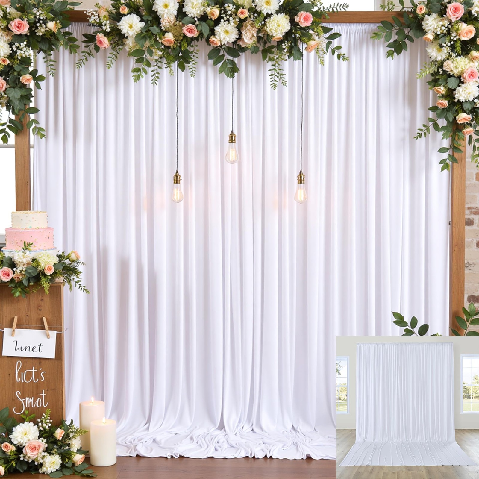 12ft x 10ft White Backdrop Curtains for Parties, Free 2 Panels Photo Backdrop…