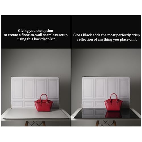 Product Photography Backdrops with Gloss Black Acrylic, 23x35in Photo Backdrop