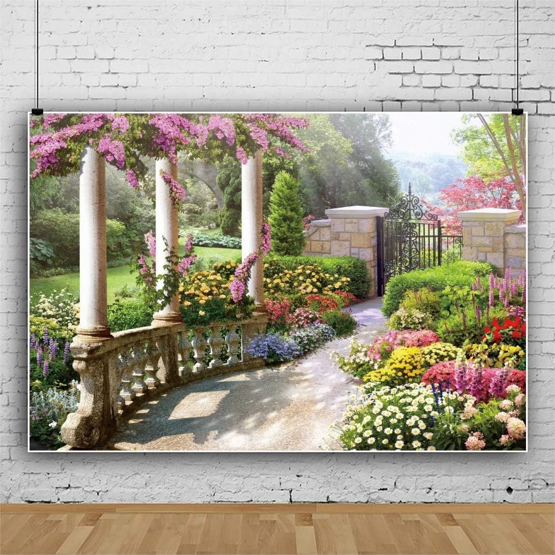 Water Resistant 10x8ft Photography Backdrop – Vintage Garden Style for Events