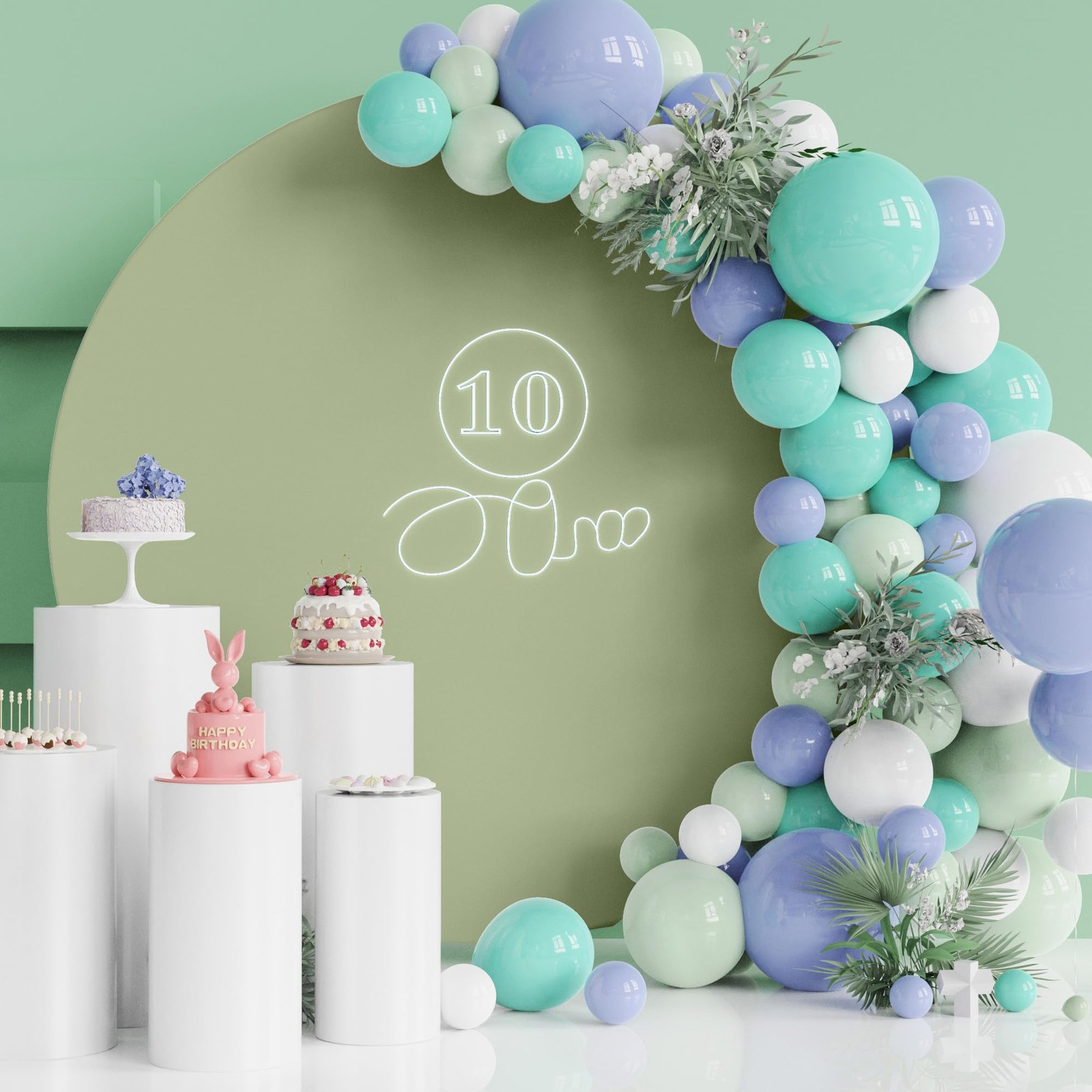 Sage Green Round Backdrop Cover for Wedding, Birthday, Baby Shower Decor