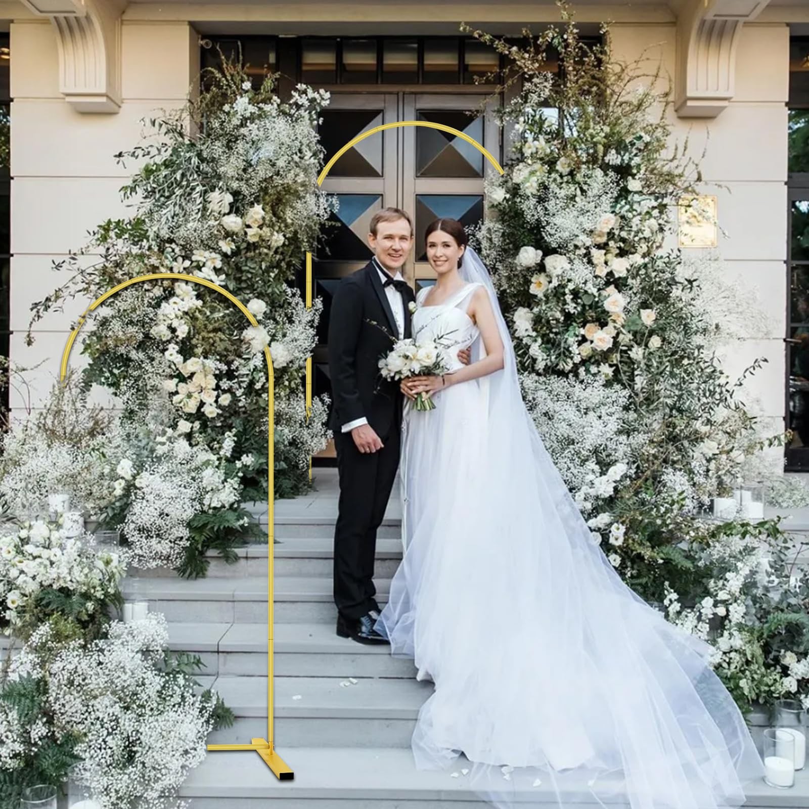 6 FT Metal Arch Backdrop Stand, Wedding Arch Frame for Parties, Birthday, Bab…