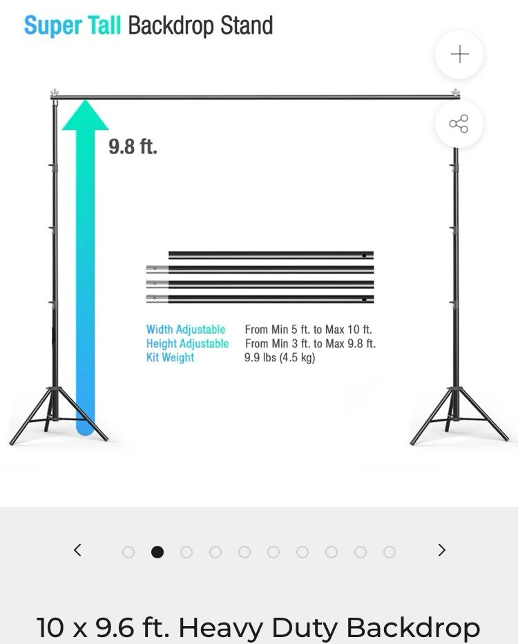 10×9.6 Single Crossbar Background Support Stand Photo Studio Backdrop Kit+FREE