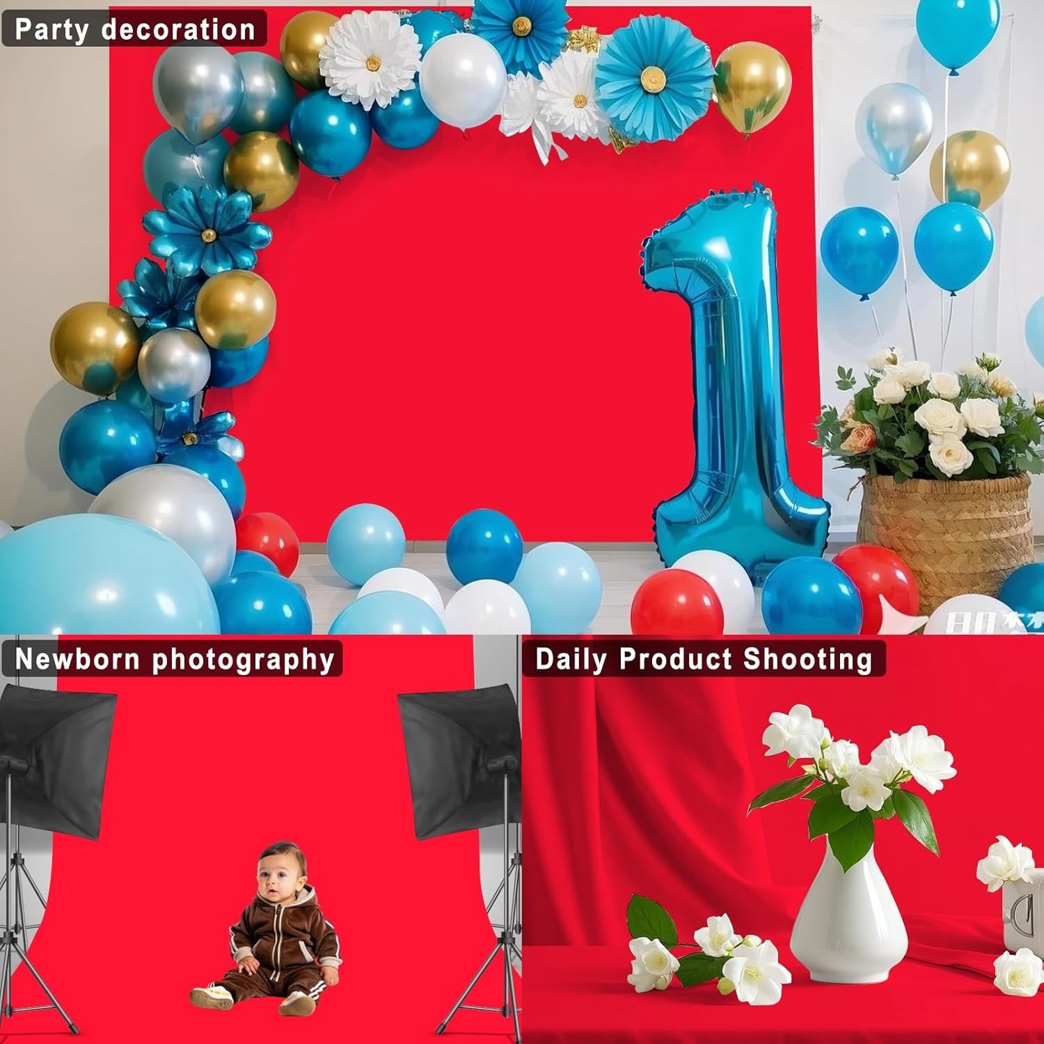 Professional 5×7 FT Red Polyester Backdrop – For Portraits & Product Photography