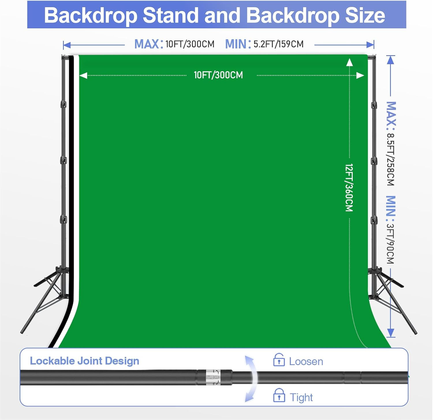 8.5X10Ft Green Screen Backdrop Kit with Sand Bag, Photography Background Support