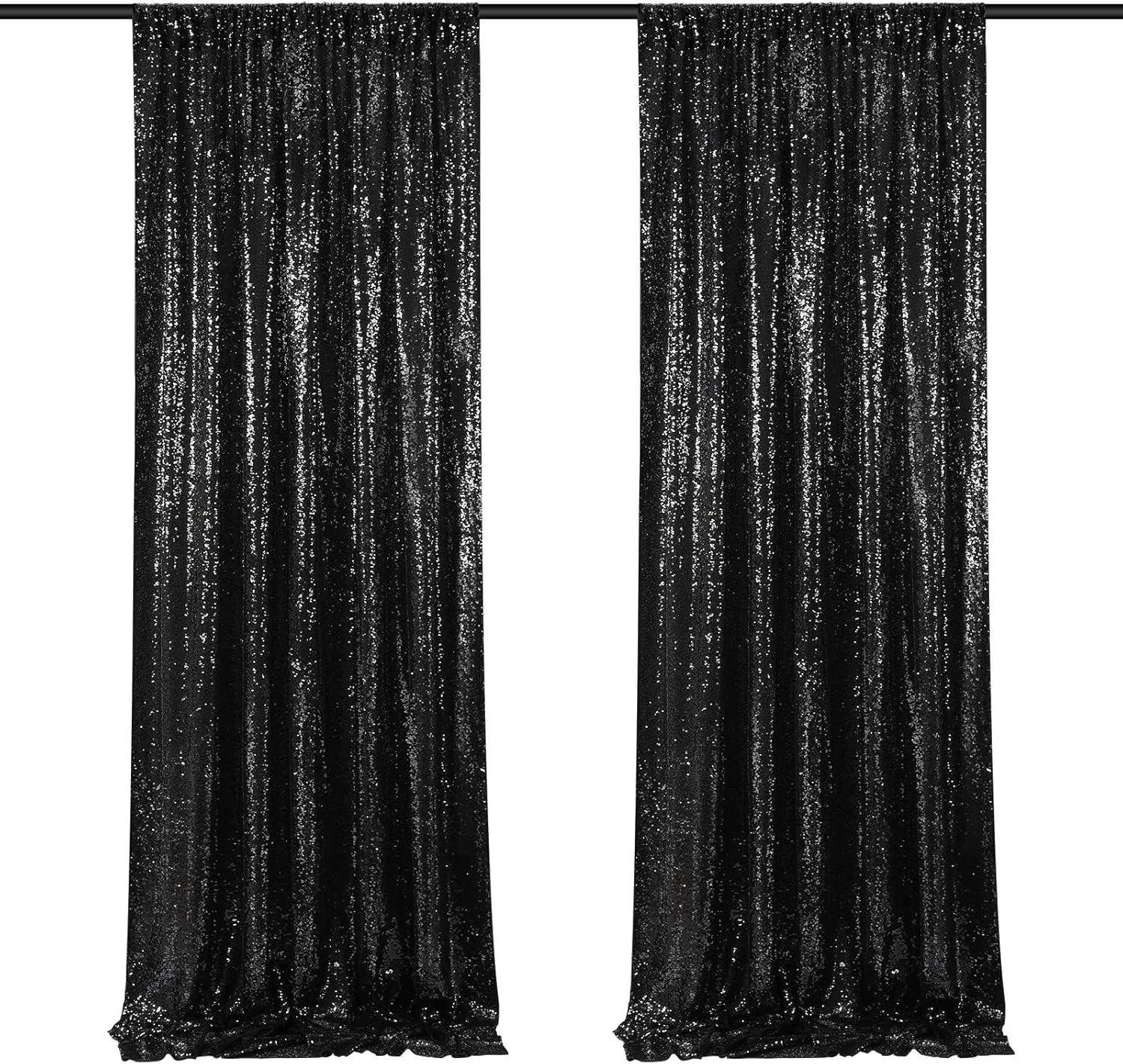 Black Backdrop Curtains for Parties 2 Panels 2ftx8ft Sequin Birthday Backdrop…