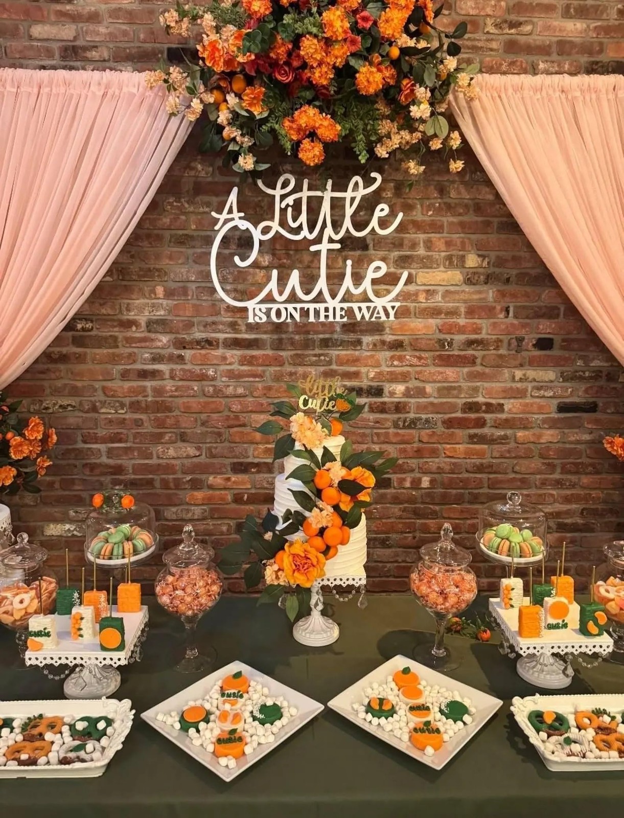 Wooden Backdrop Sign A Little Cutie Is On The Way Baby Shower Orange Decor