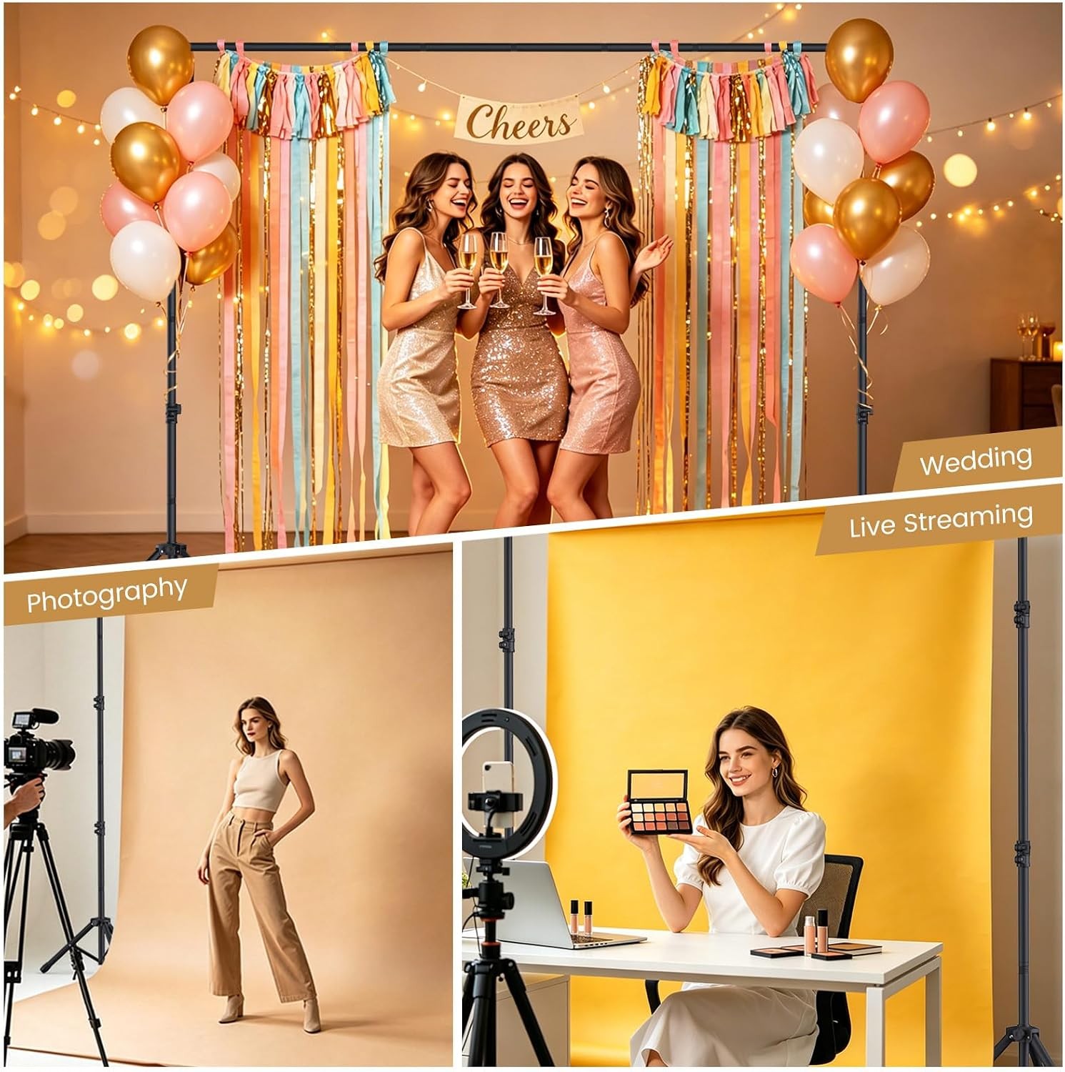 10×7.5Ft Backdrop Stand Heavy Duty Adjustable Photo Back Drop Stand Party