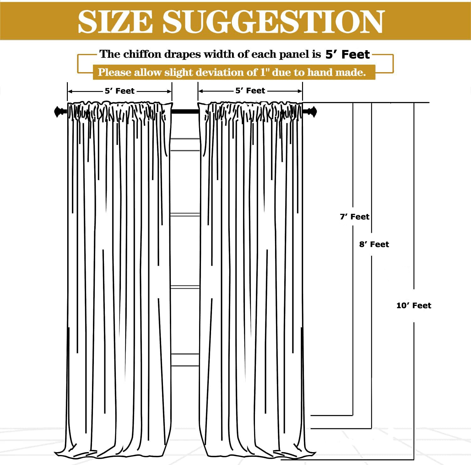 5′ x 10′ Chiffon Backdrop Panel Curtain PhotoBackground Wedding Arch Stage Décor