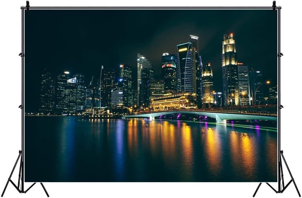 15x10ft Famous City Night View Backdrop High-Rise Building Backdrop Modern Scene