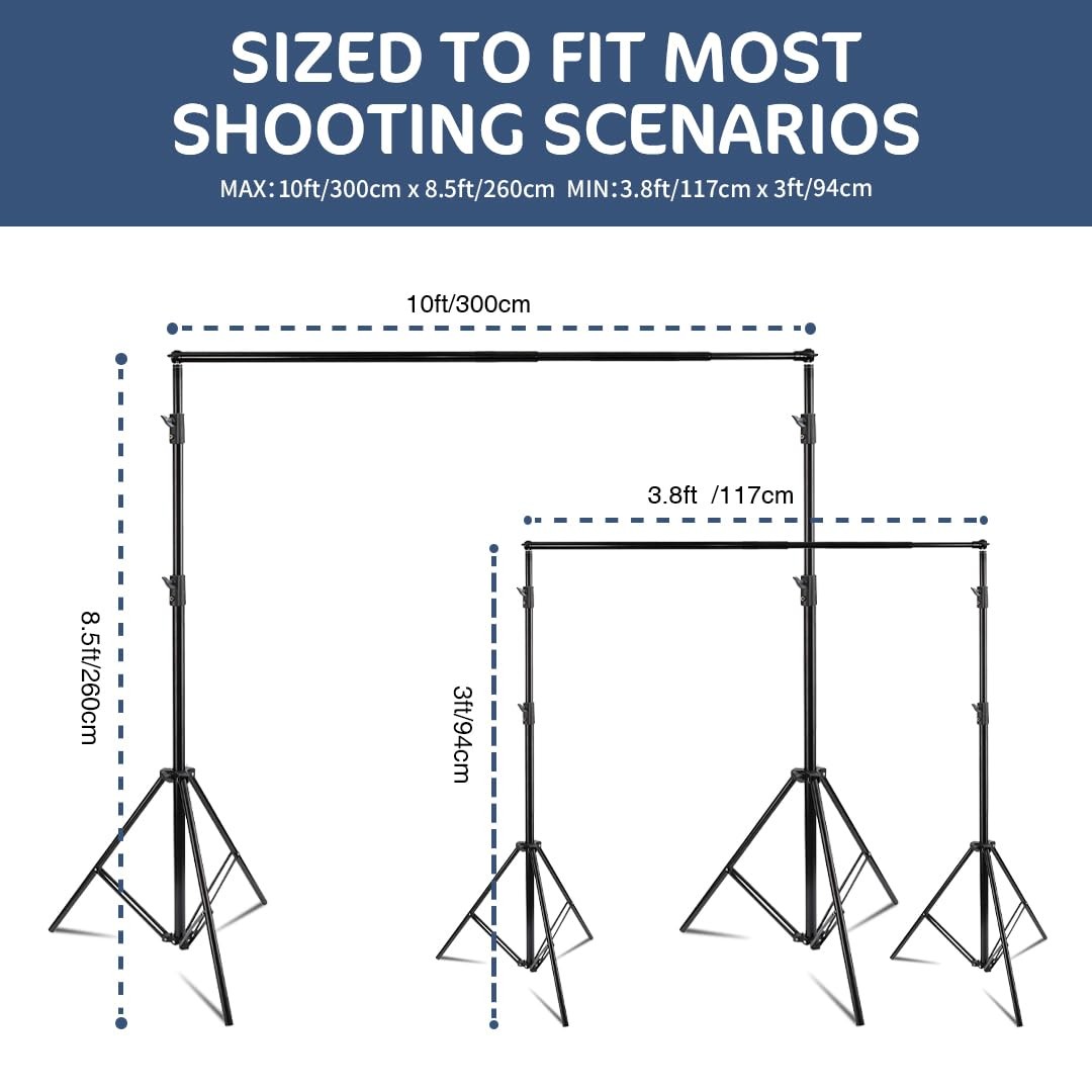 Backdrop Stand Kit for Photography, 10×8.5ft(WxH) Adjustable Heavy Duty Photo…