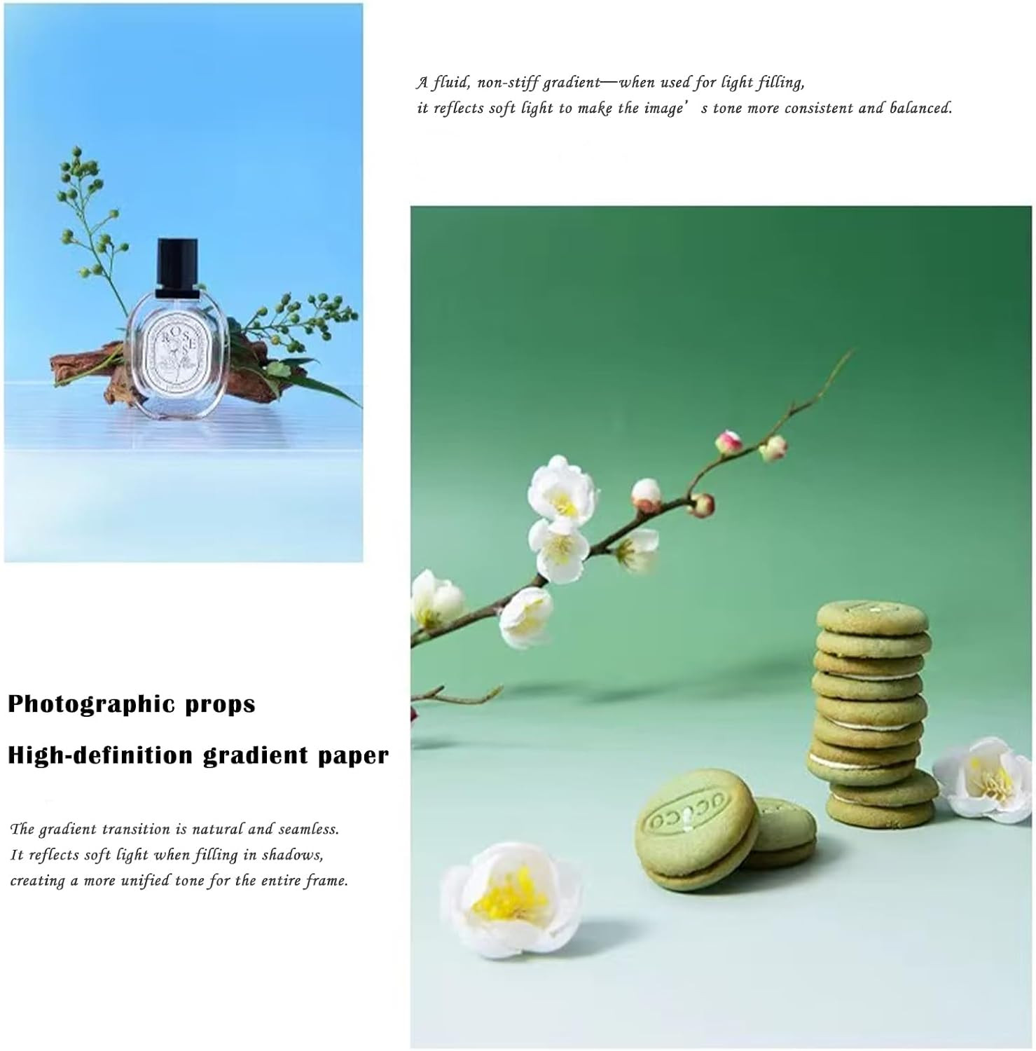 7PCS 14Patterns Photo Backdrop Gradient Paper with Stand: Flat Lay Seamless