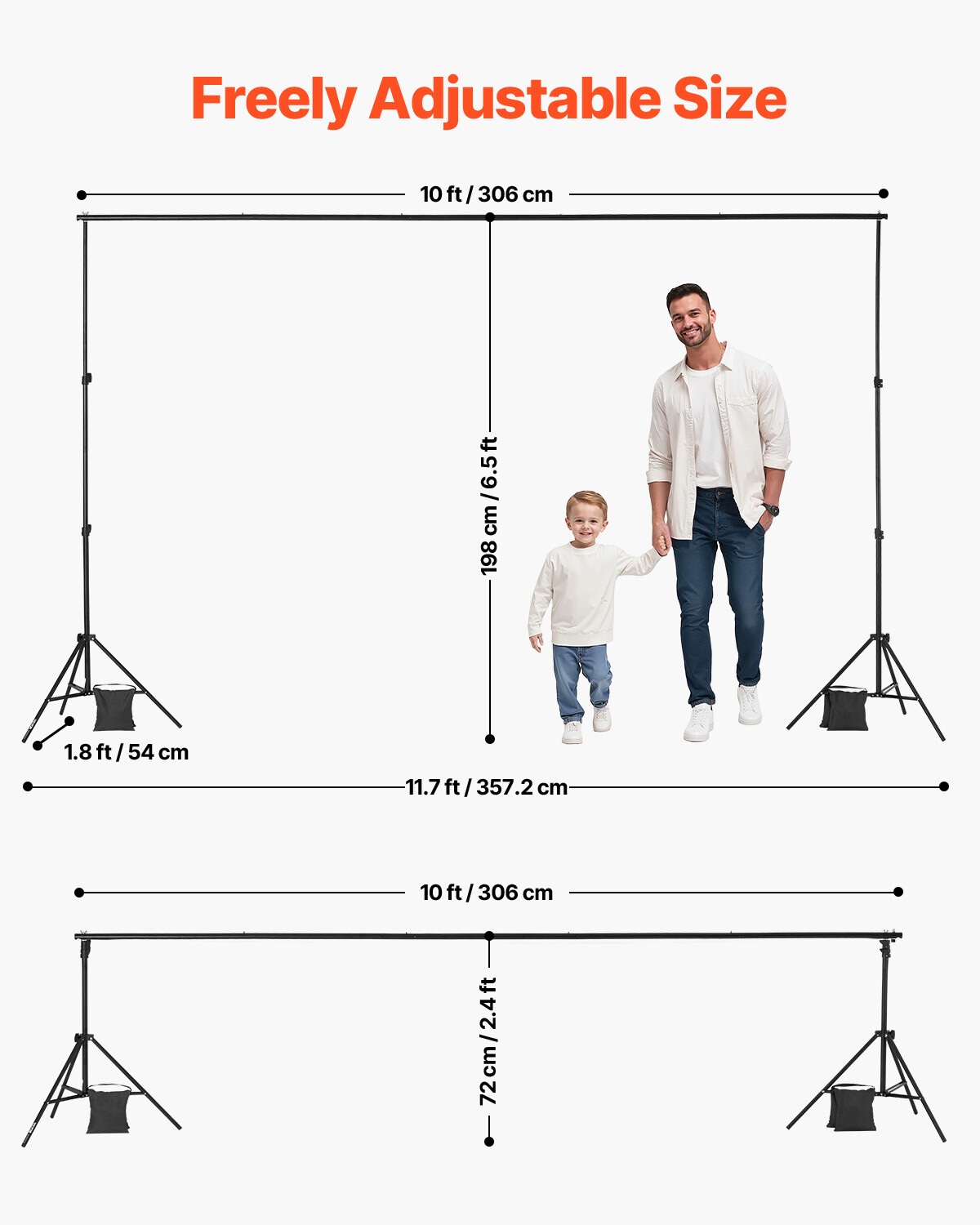 Backdrop Stand Background Stand Kit 6.5 x 10 ft for Party & Photo Studio