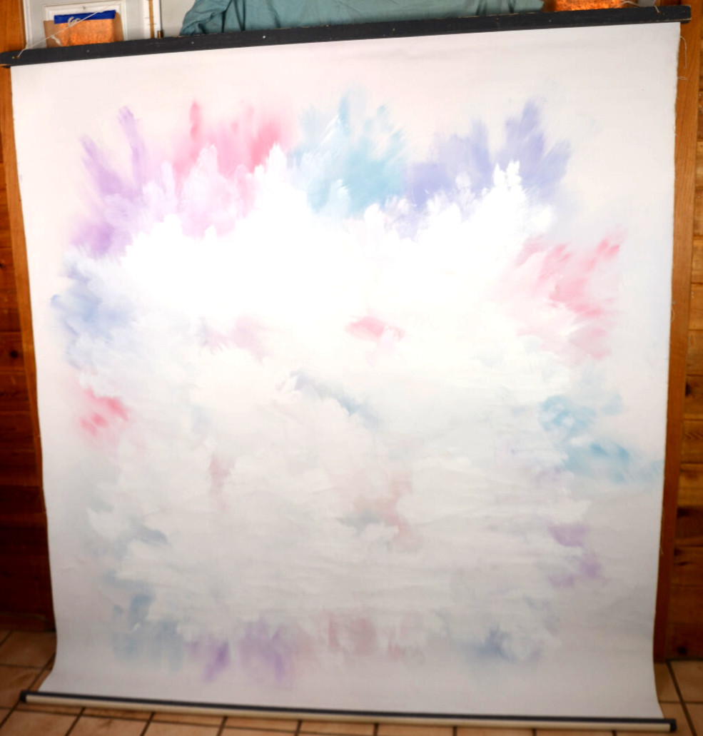 Photography Backdrop Hand Painted Pastel Pink Blue Brushstroke Vtg Large 80×70