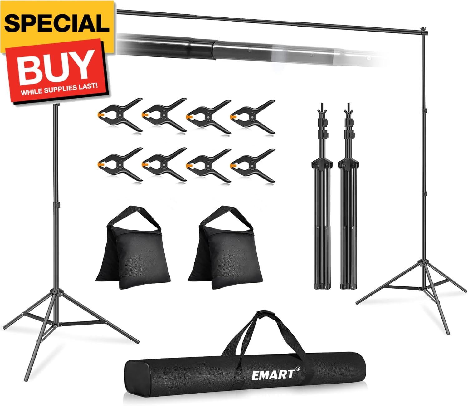 Backdrop Stand 10x7ft(WxH) Photo Studio Adjustable Background Stand Support kit