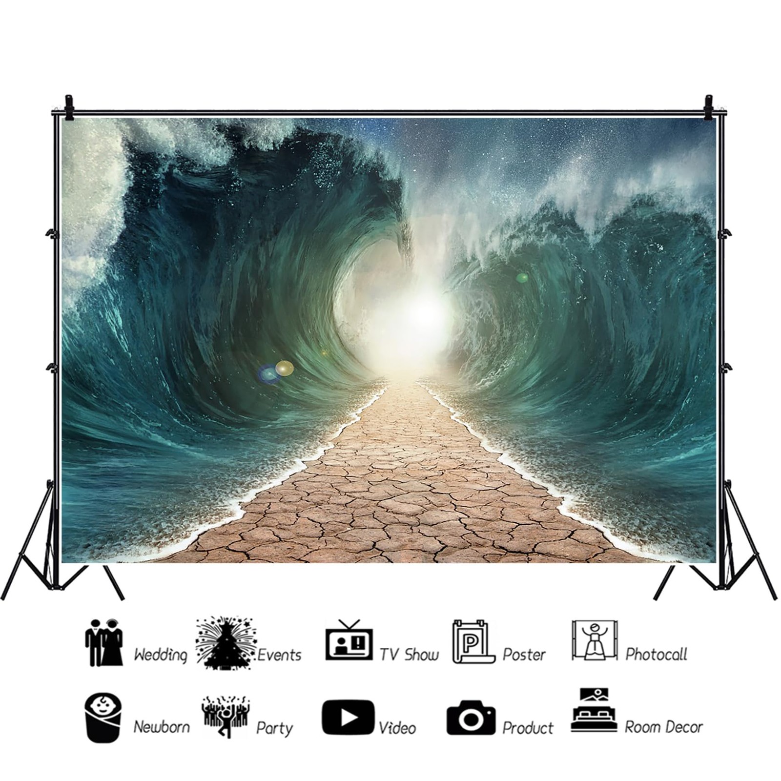 Moses Divided Sea Pathway Backdrop Church Religious Photo Background 10x8ft