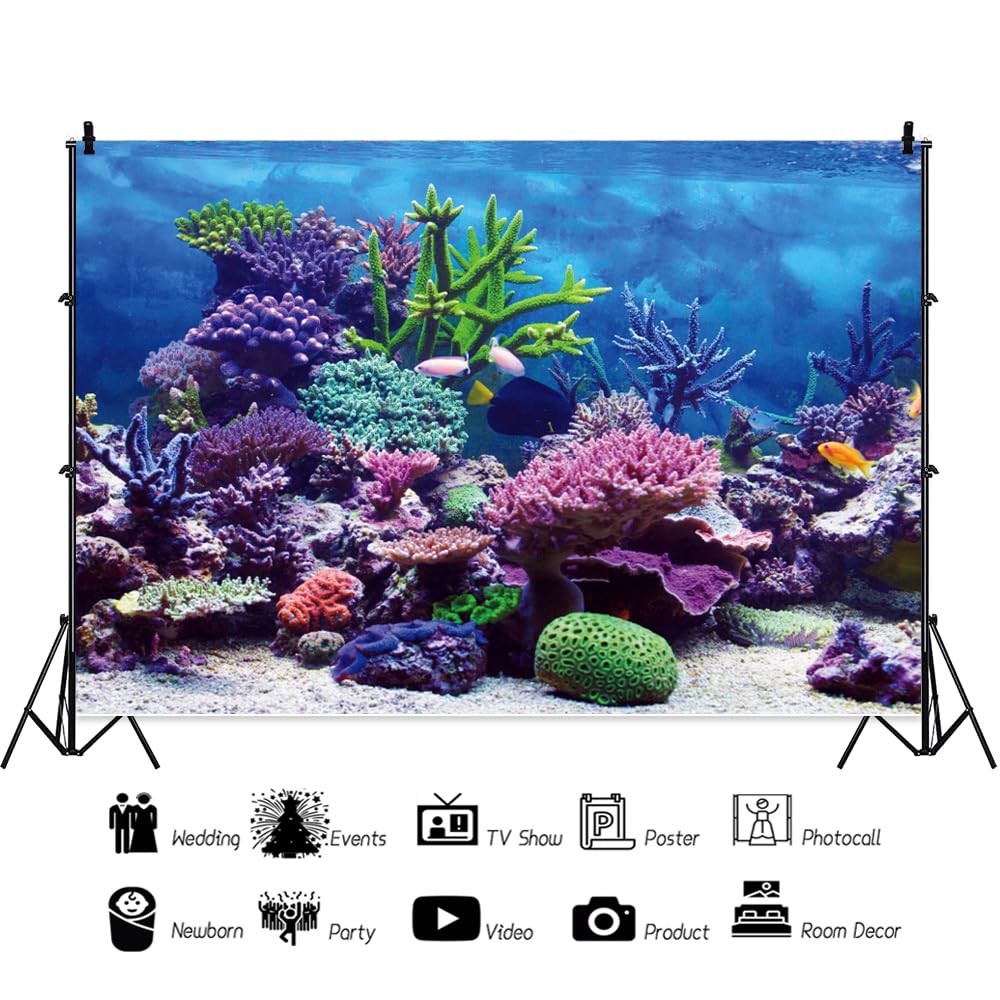 Under The Sea Backdrop 10x8ft Ocean Backdrop Aquarium Background for Hawaii L…