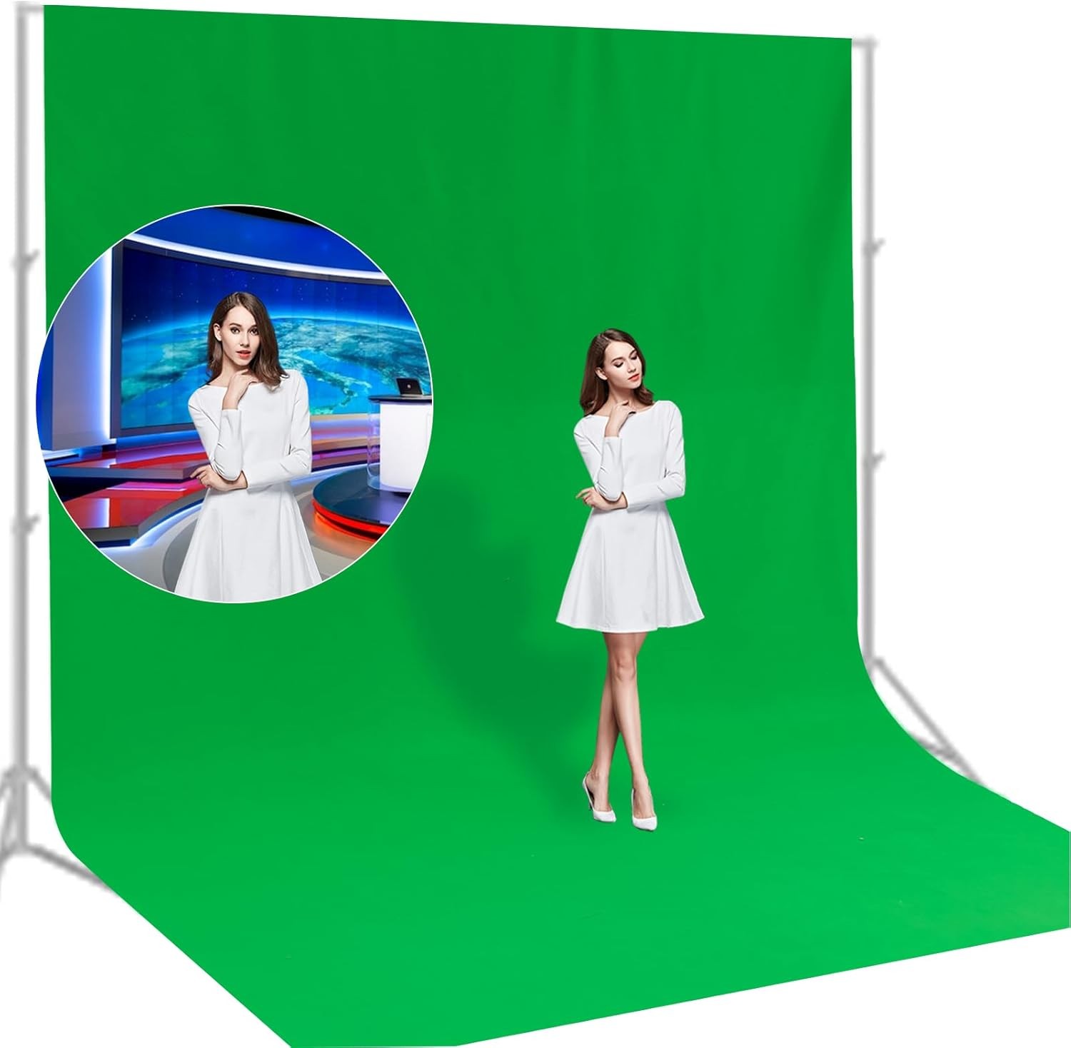 10 Ft X 20 Ft Photography Backdrop Green Screen, Green Background Non-Reflective