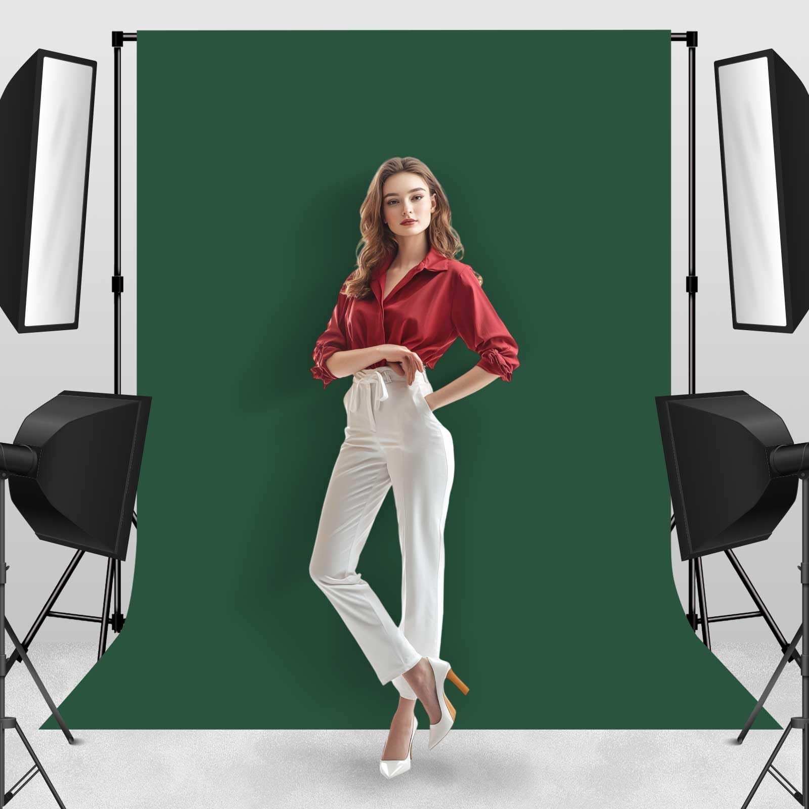 Deep Green Photo Backdrop Seamless Fabric Photography Background 8×10 FT