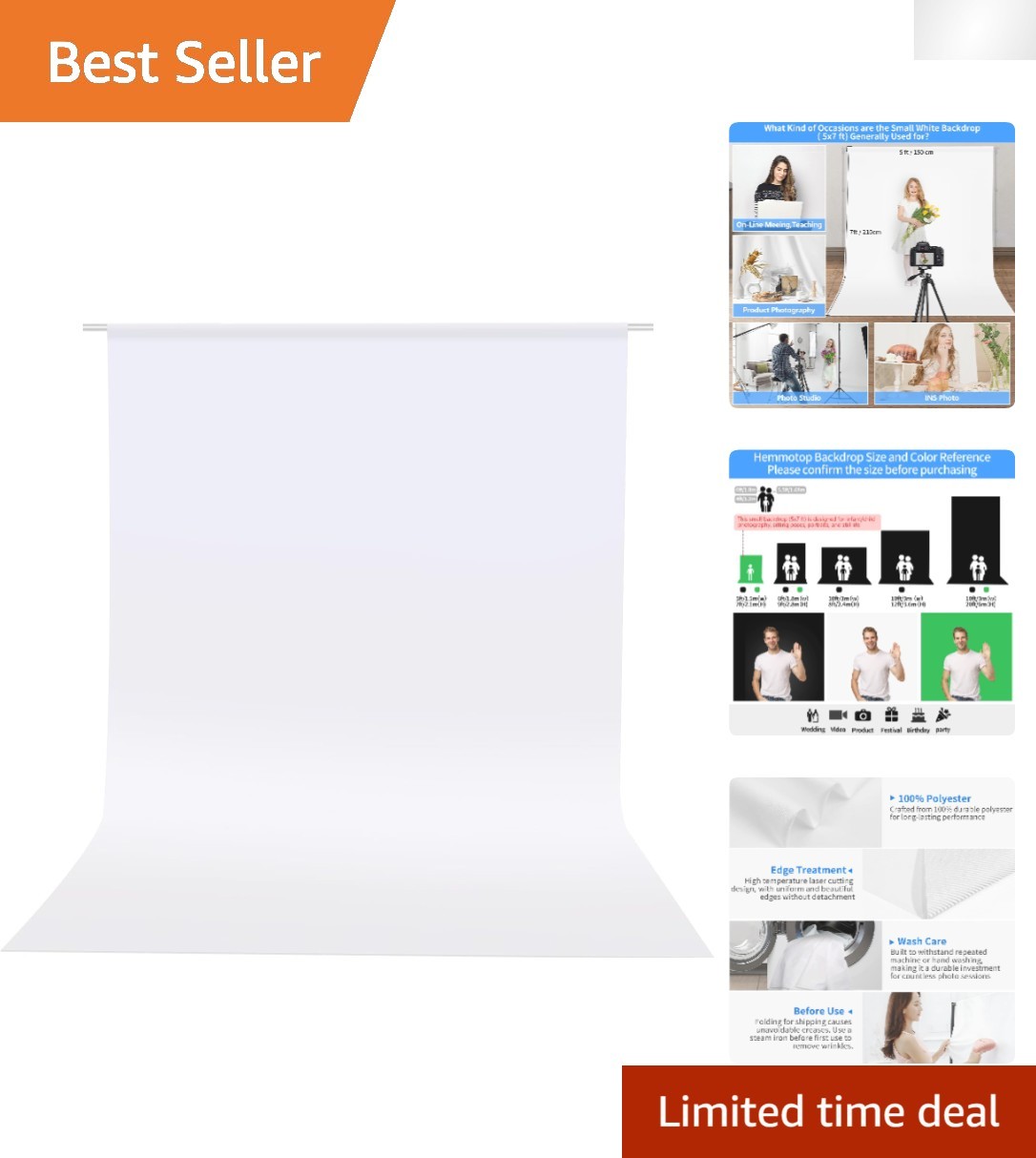Durable 5×7 ft White Photography Background for Easter, Birthdays & Photoshoots