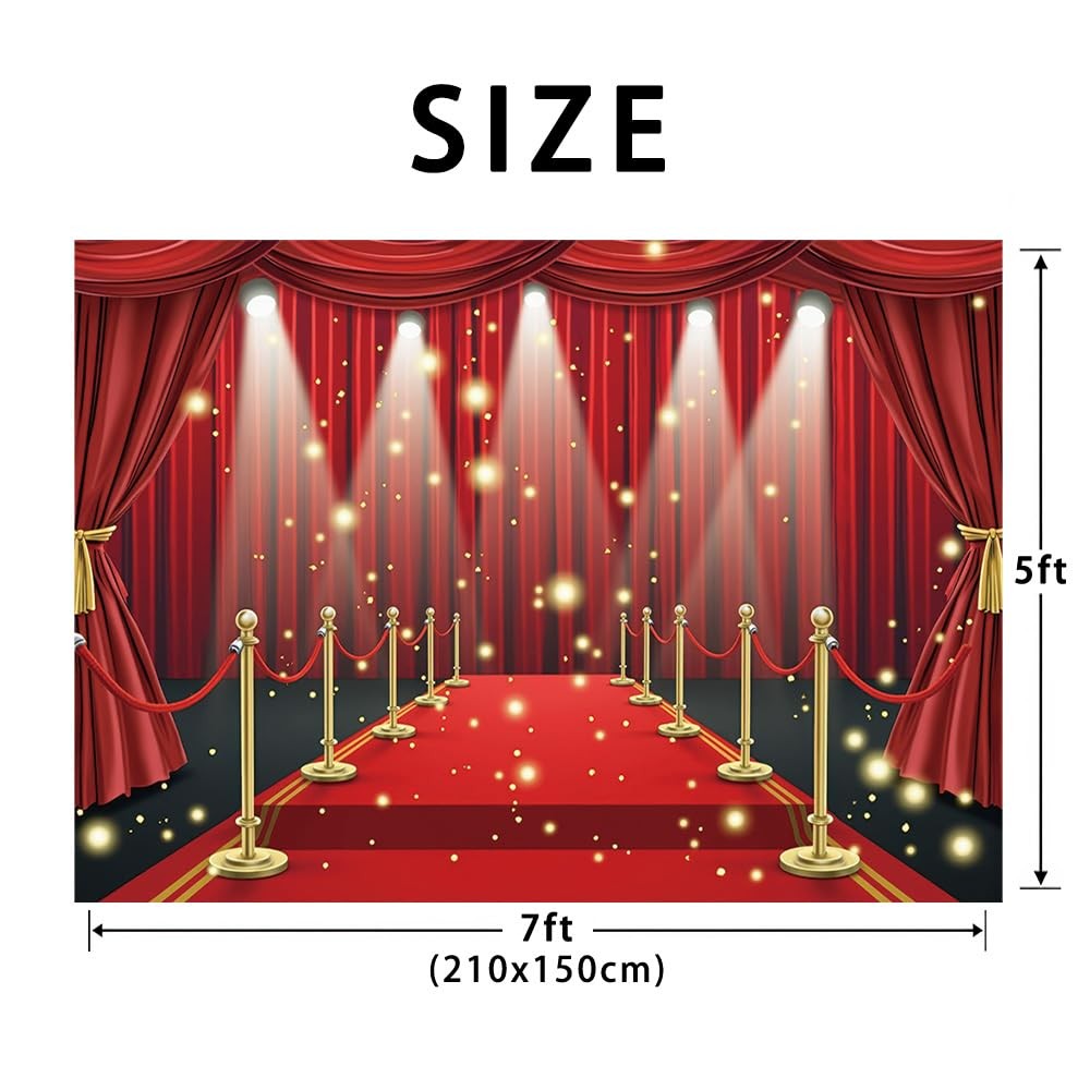 MHLSWY 7x5FT Red Carpet Stage Photo Backdrop Award Ceremony Stars