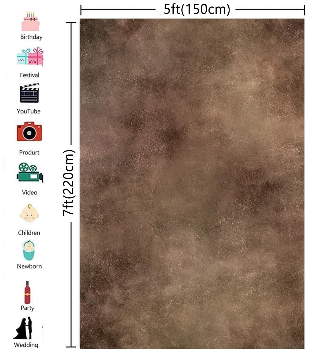 5×7 Ft Dark Brown Abstract Photography Backdrop Mottled Portrait Studio Prop