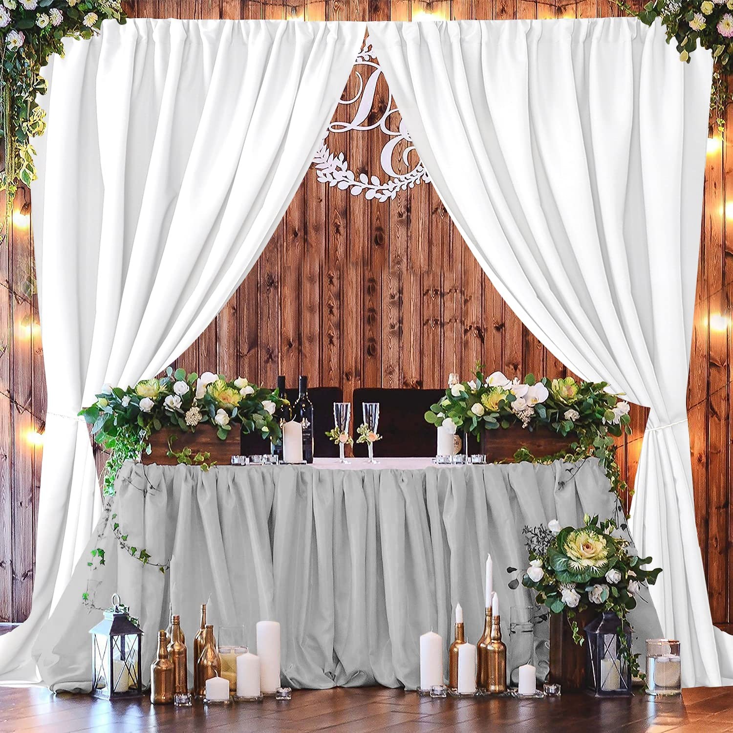 2 Panels 5ft x 7ft White Photography Backdrop Curtains, Polyester, Rod Pockets